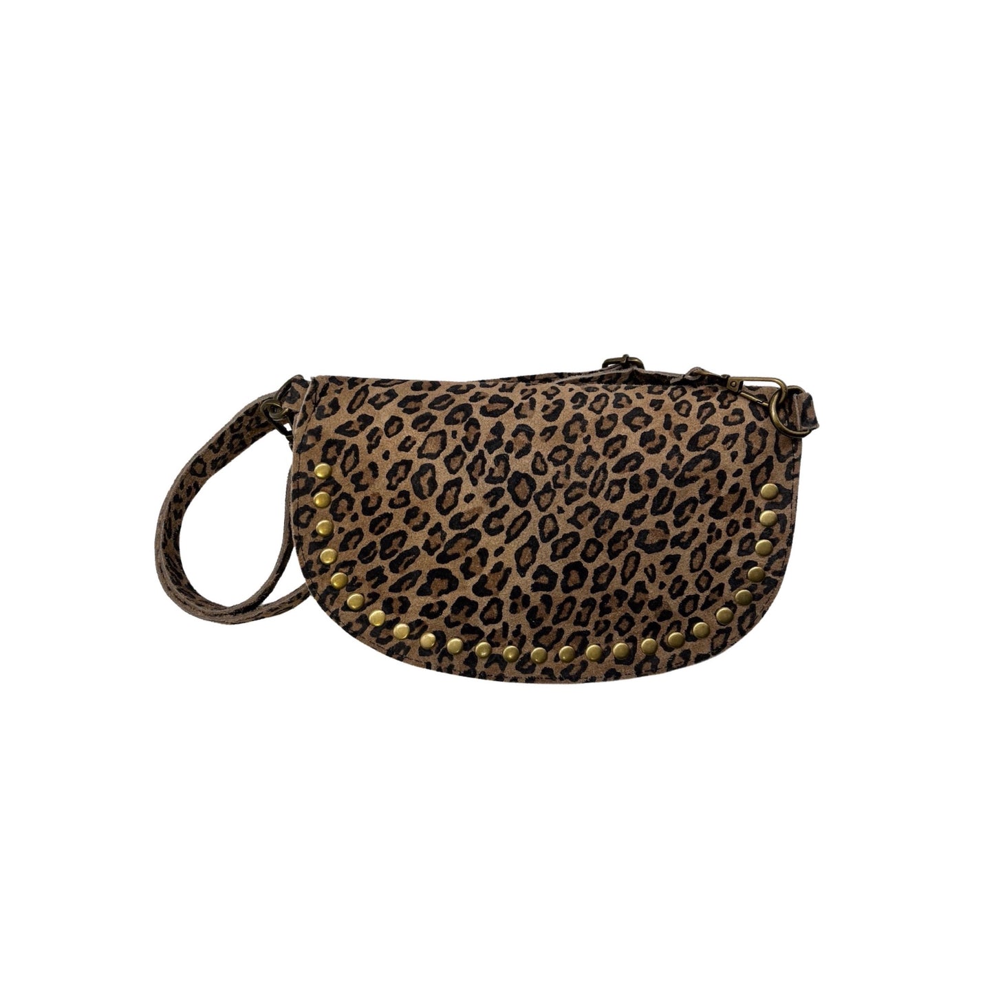 SAC BANANE CUIR LEOPARD SUEDE DION