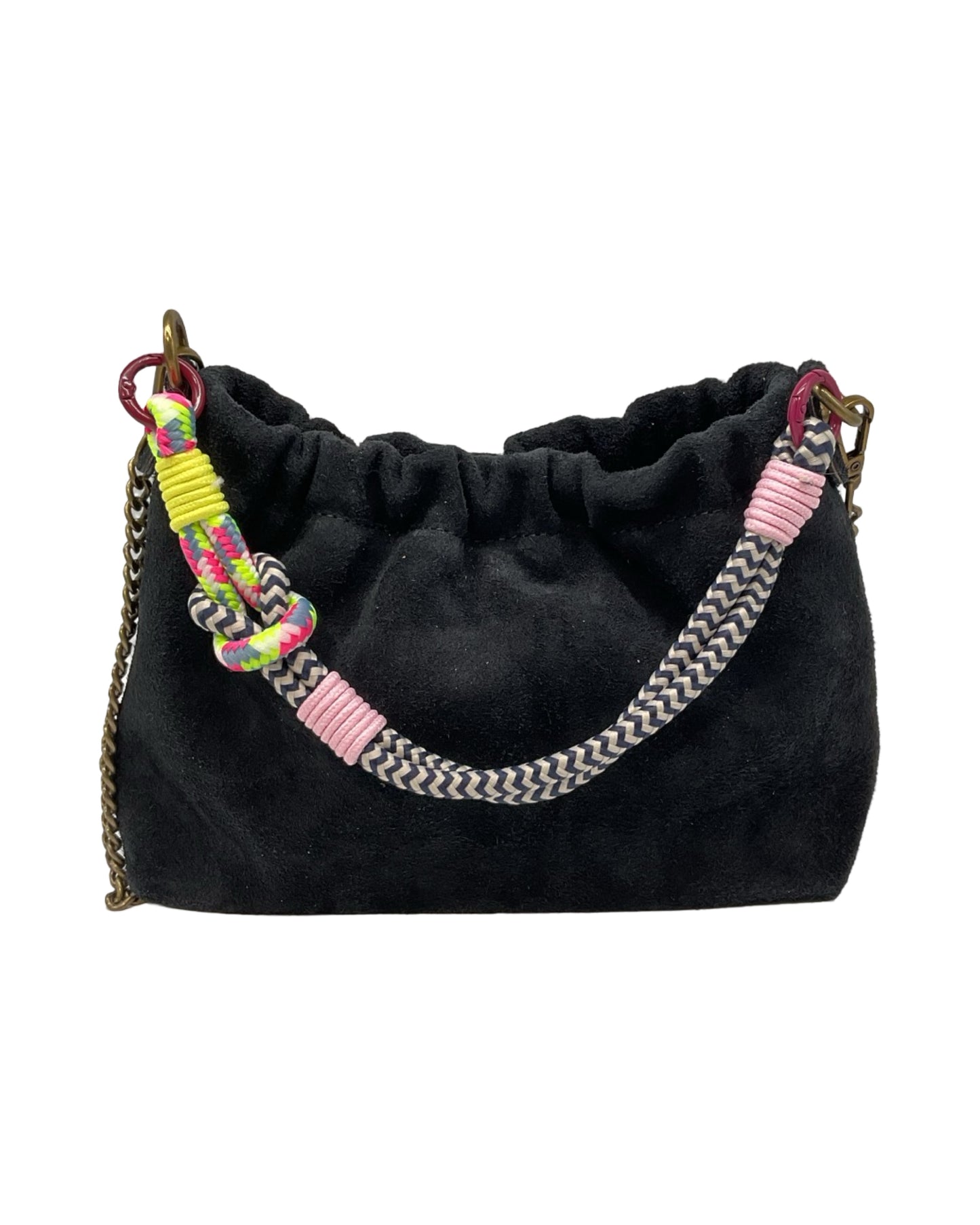 SAC DOUBLE BANDOULIERE CUIR SUEDE PLISSA