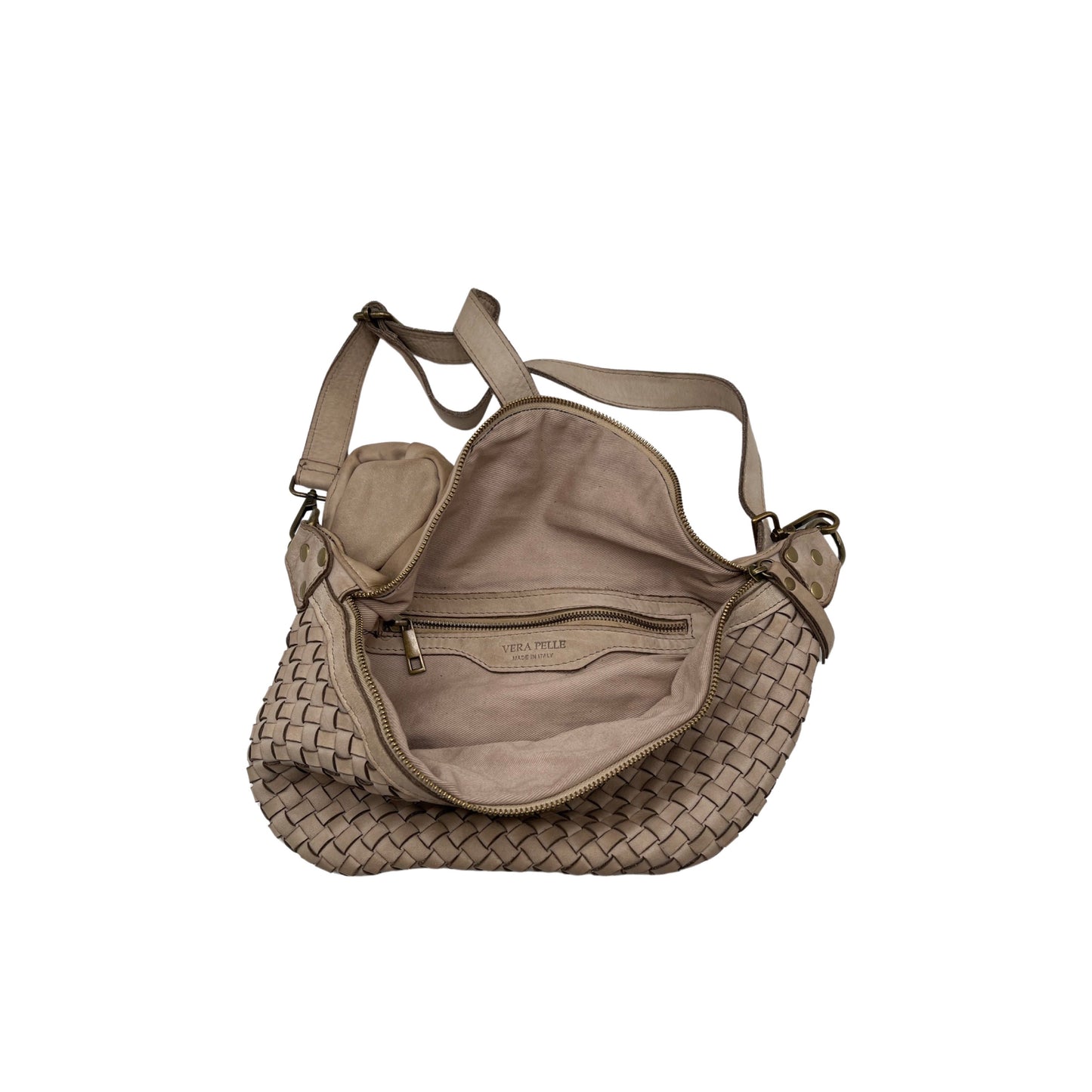 SAC BANANE CUIR WASHED AMBRA BEIGE