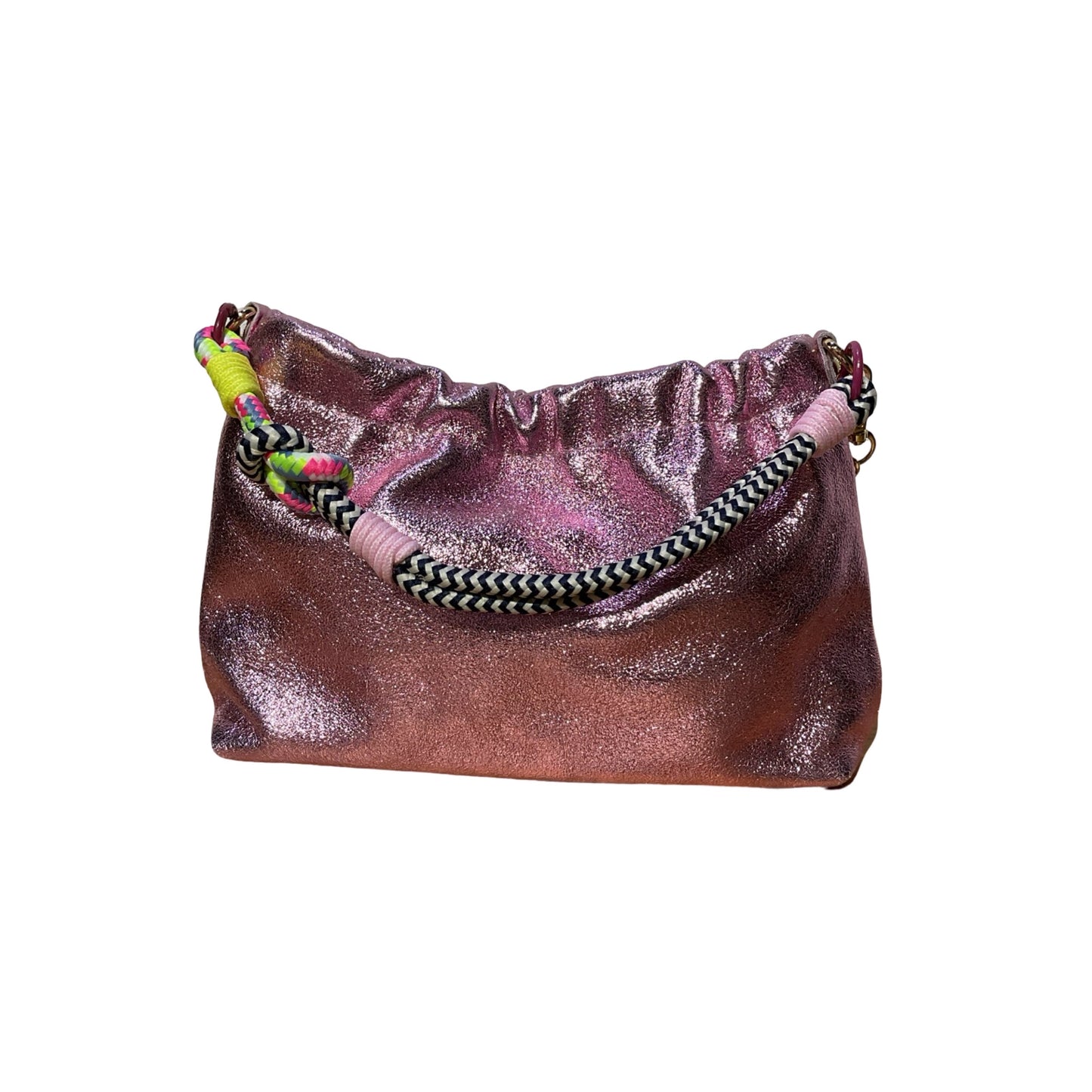 SAC DOUBLE BANDOULIERE CUIR IRISE PLISSA