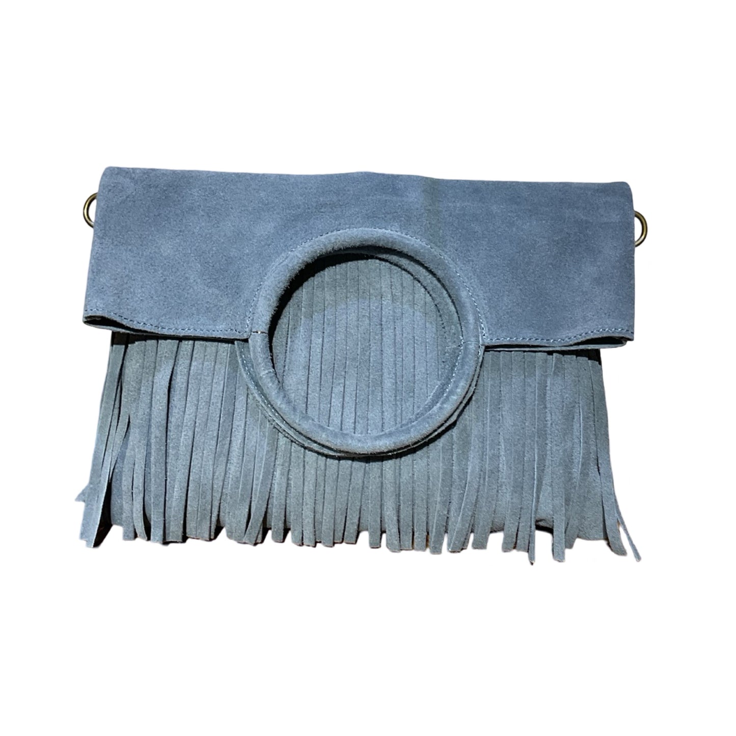 SAC CUIR SUEDE FRANGE POIGNAT