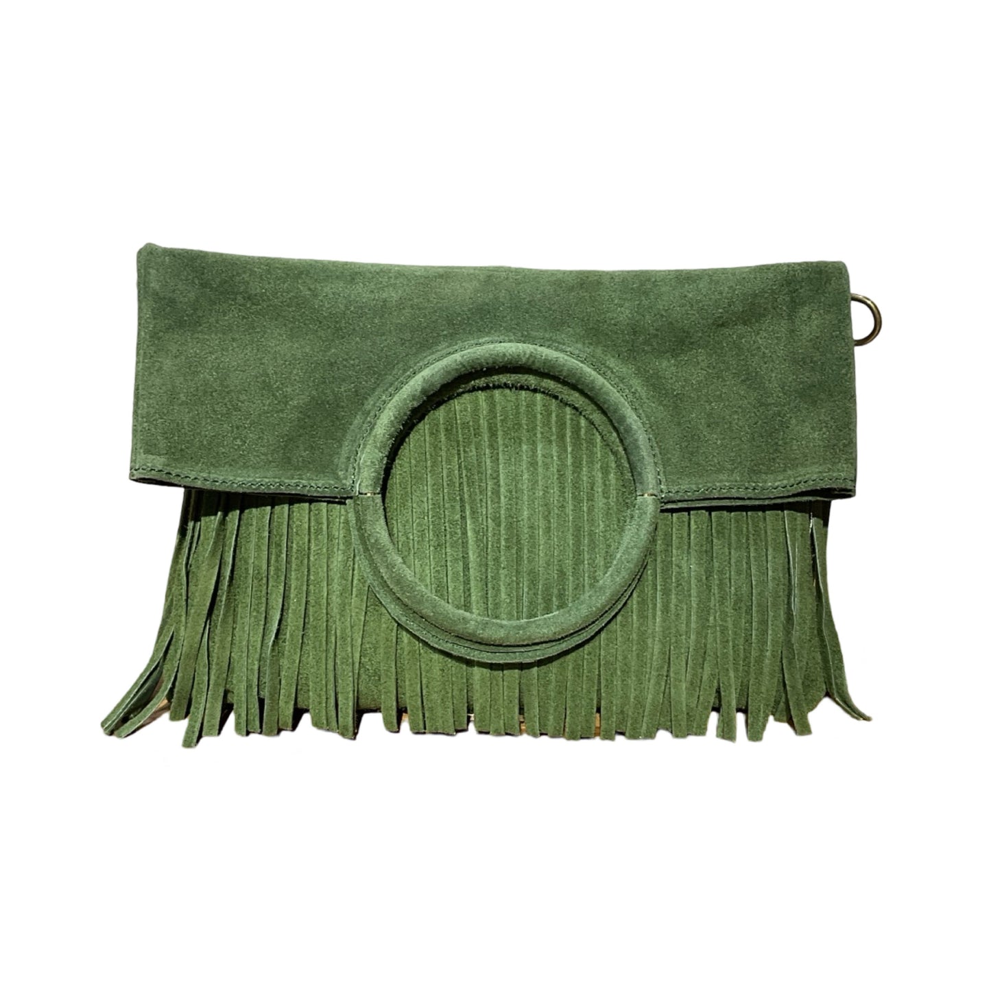 SAC CUIR SUEDE FRANGE POIGNAT