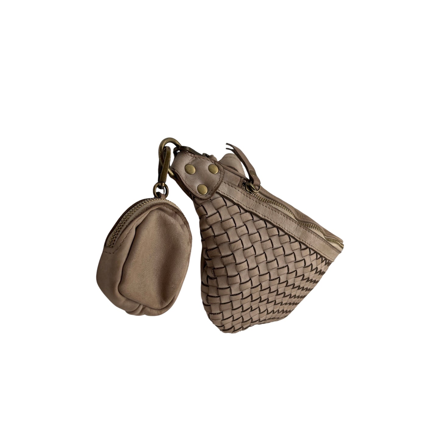 SAC BANANE CUIR WASHED AMBRA BEIGE