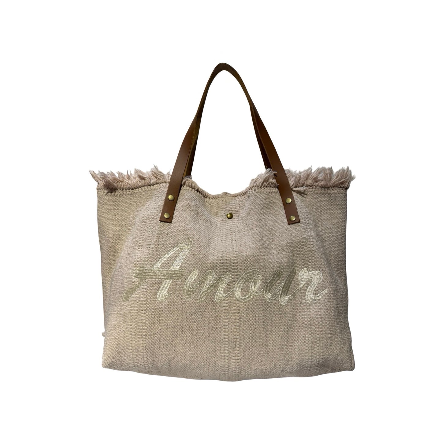 SAC COTTON GARNI CUIR AMOUR