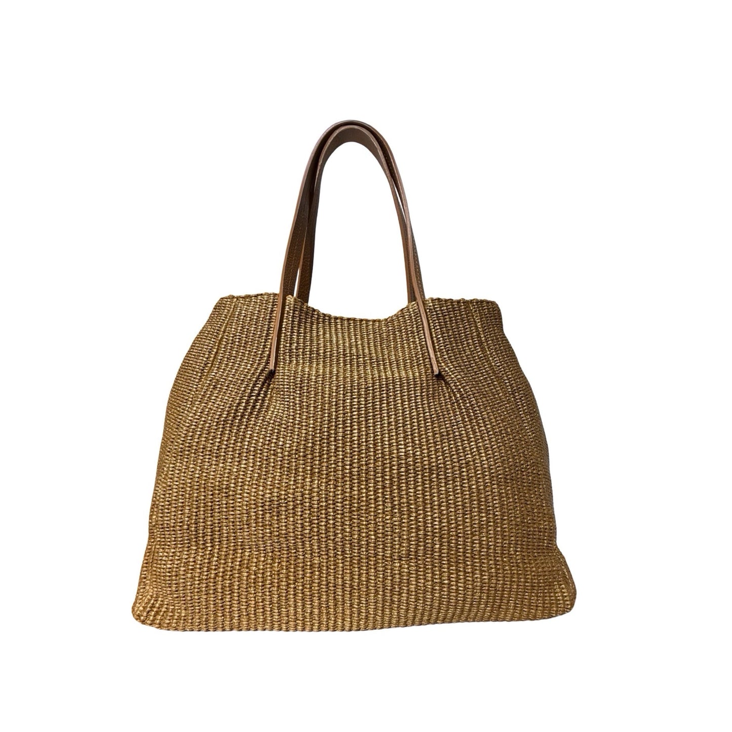 SAC A MAIN RAPHIA GARNI CUIR LARGE