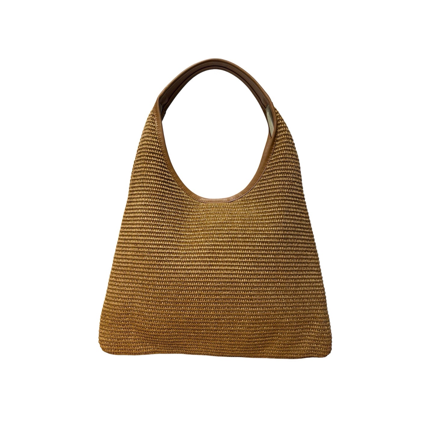 SAC EPAULE RAPHIA GARNI CUIR