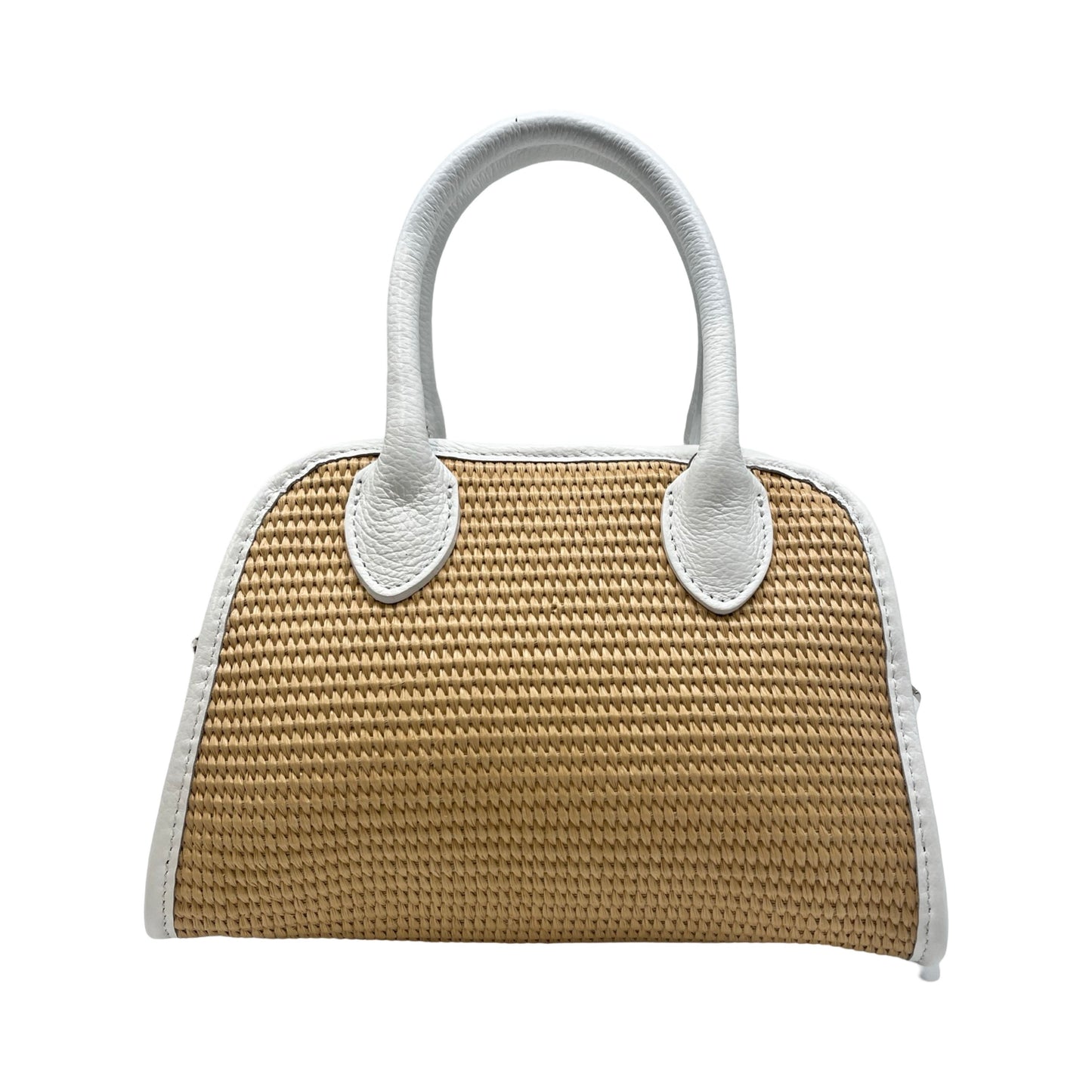 SAC A MAIN RAPHIA GARNI CUIR  MINI BENINE