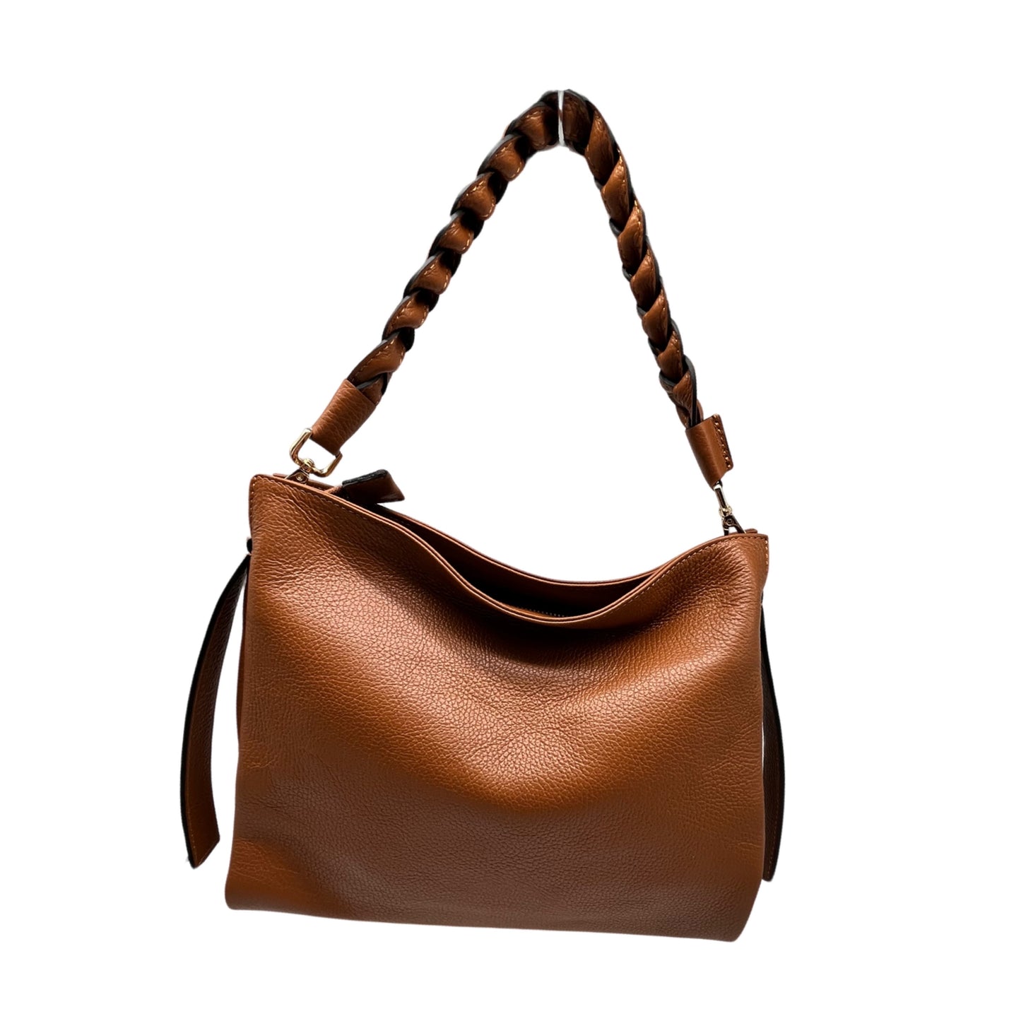 NATHALIE CAMEL GRAINED LEATHER SHOULDER BAG