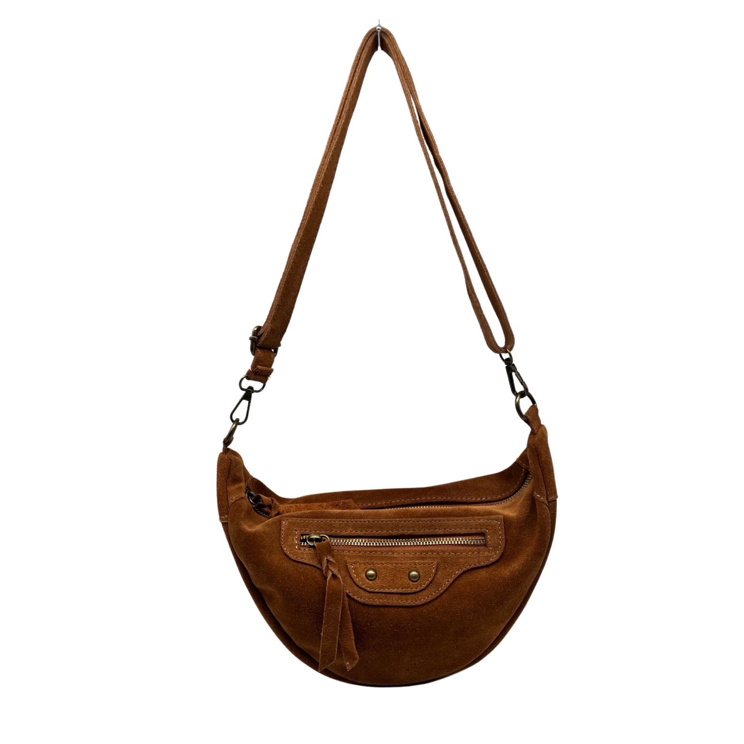 SAC FORME BANANE CUIR SUEDE ROXANA