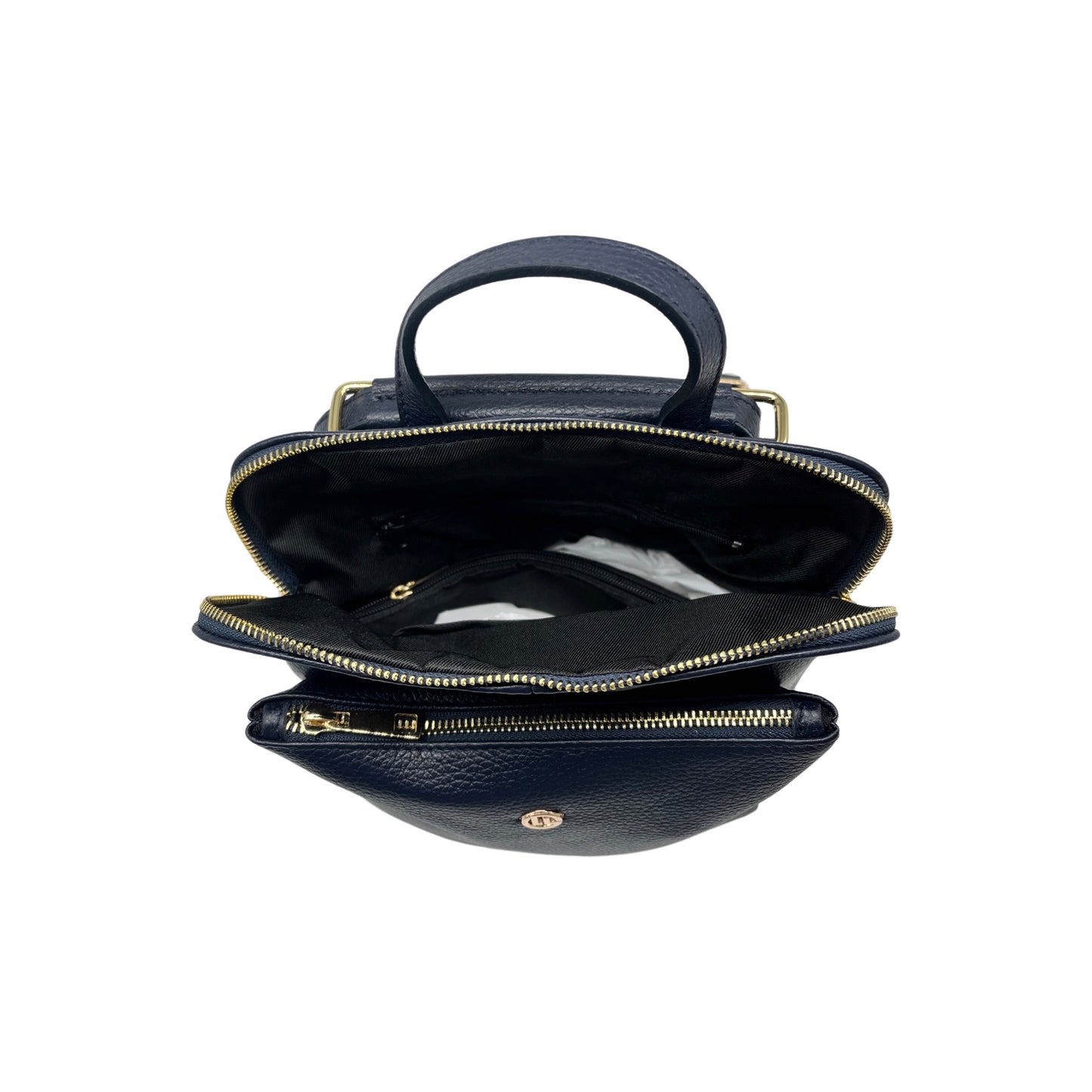 CRISTINA BLAUER RUCKSACK AUS genarbtem Leder