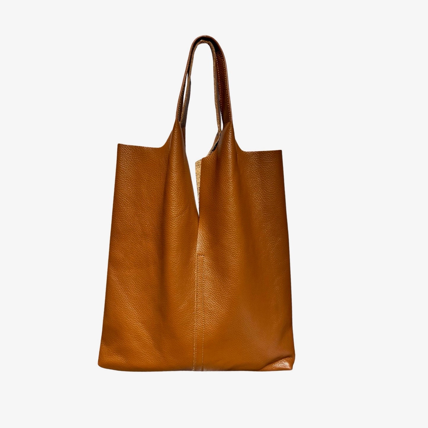 SAC CABAS CUIR GRAINE SAND
