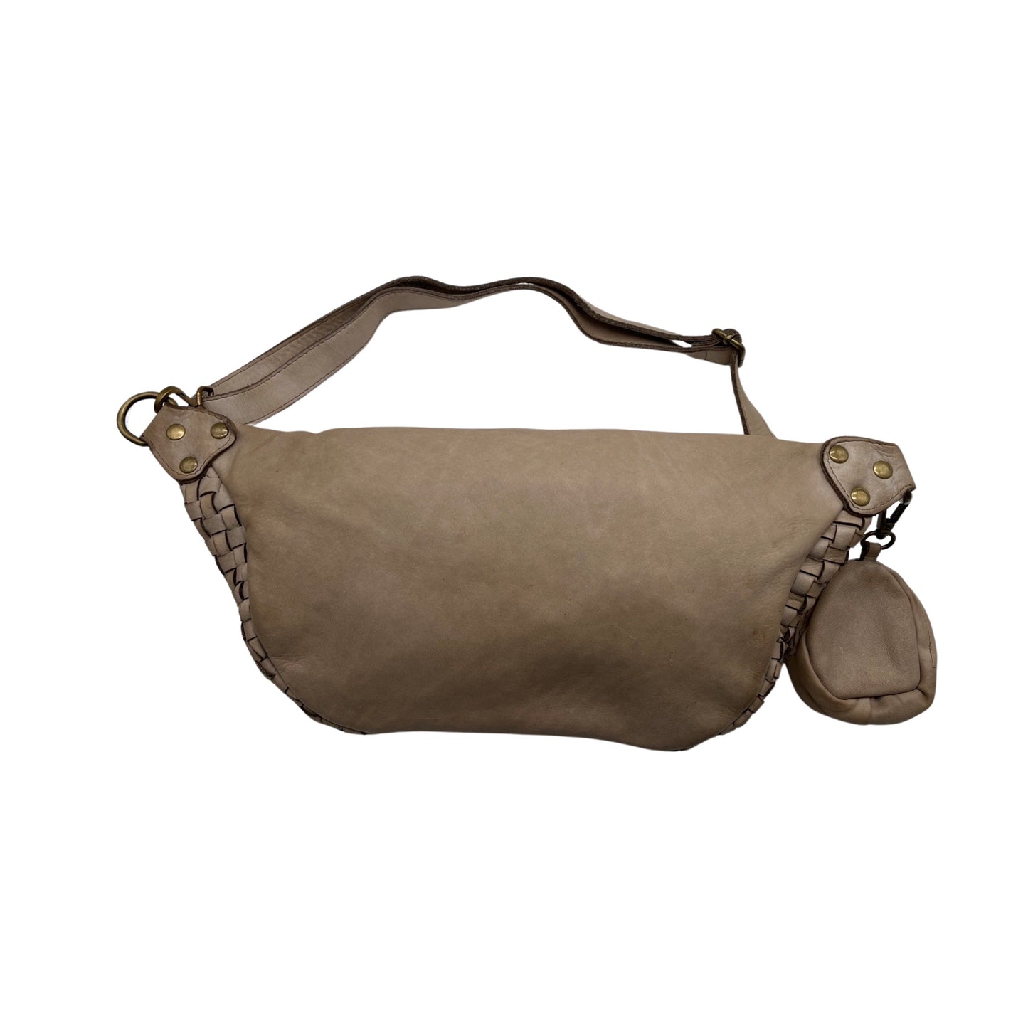 SAC BANANE CUIR WASHED AMBRA BEIGE