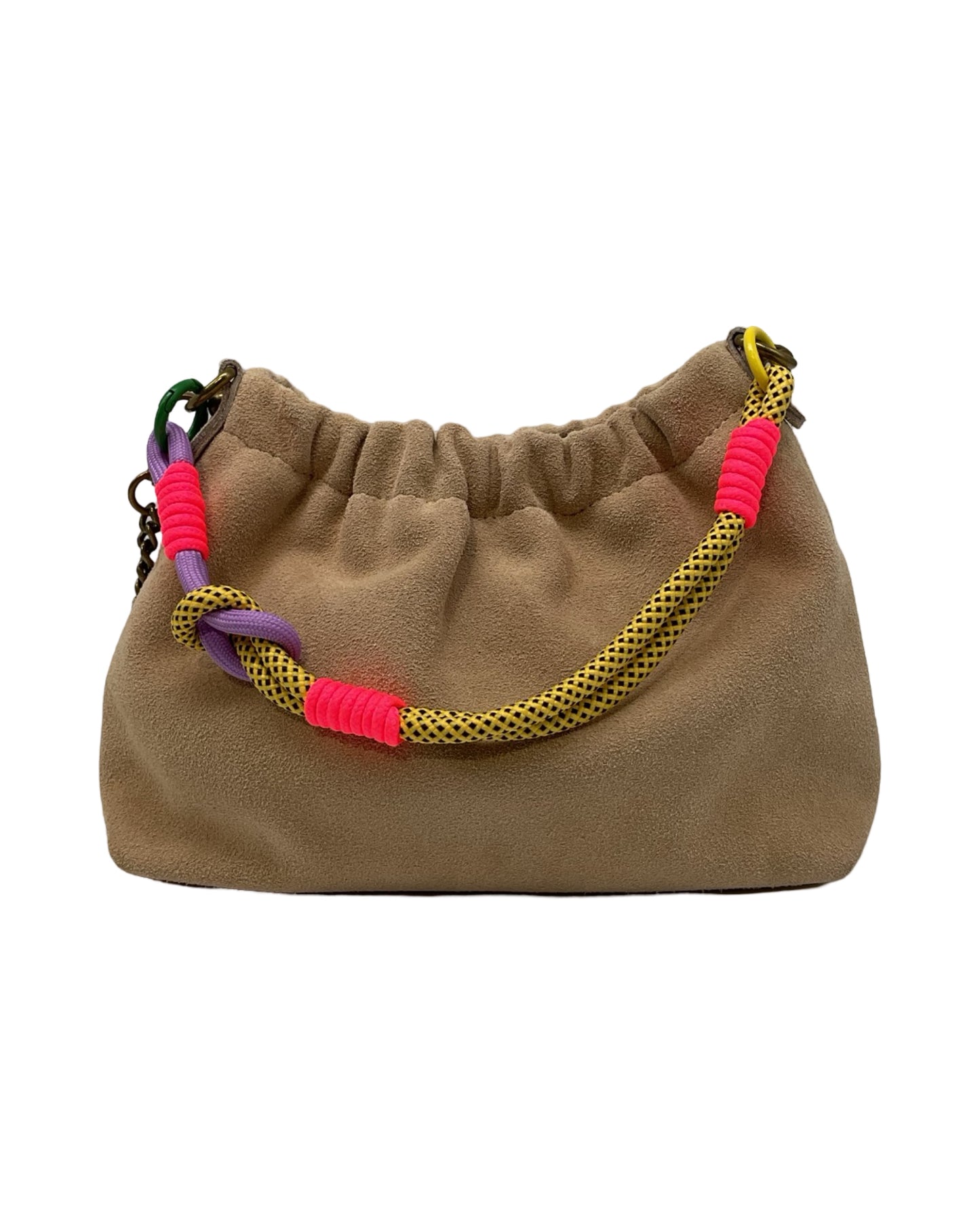 SAC DOUBLE BANDOULIERE CUIR SUEDE PLISSA