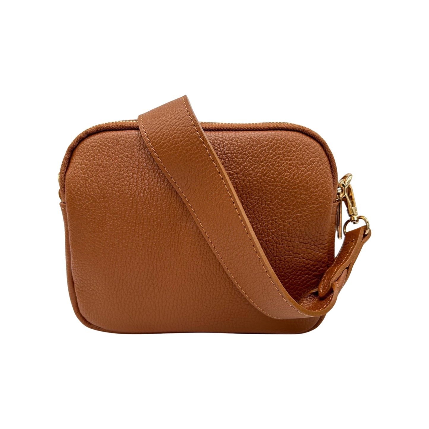 Umhängetasche LEDA aus genarbtem Leder, Kamel