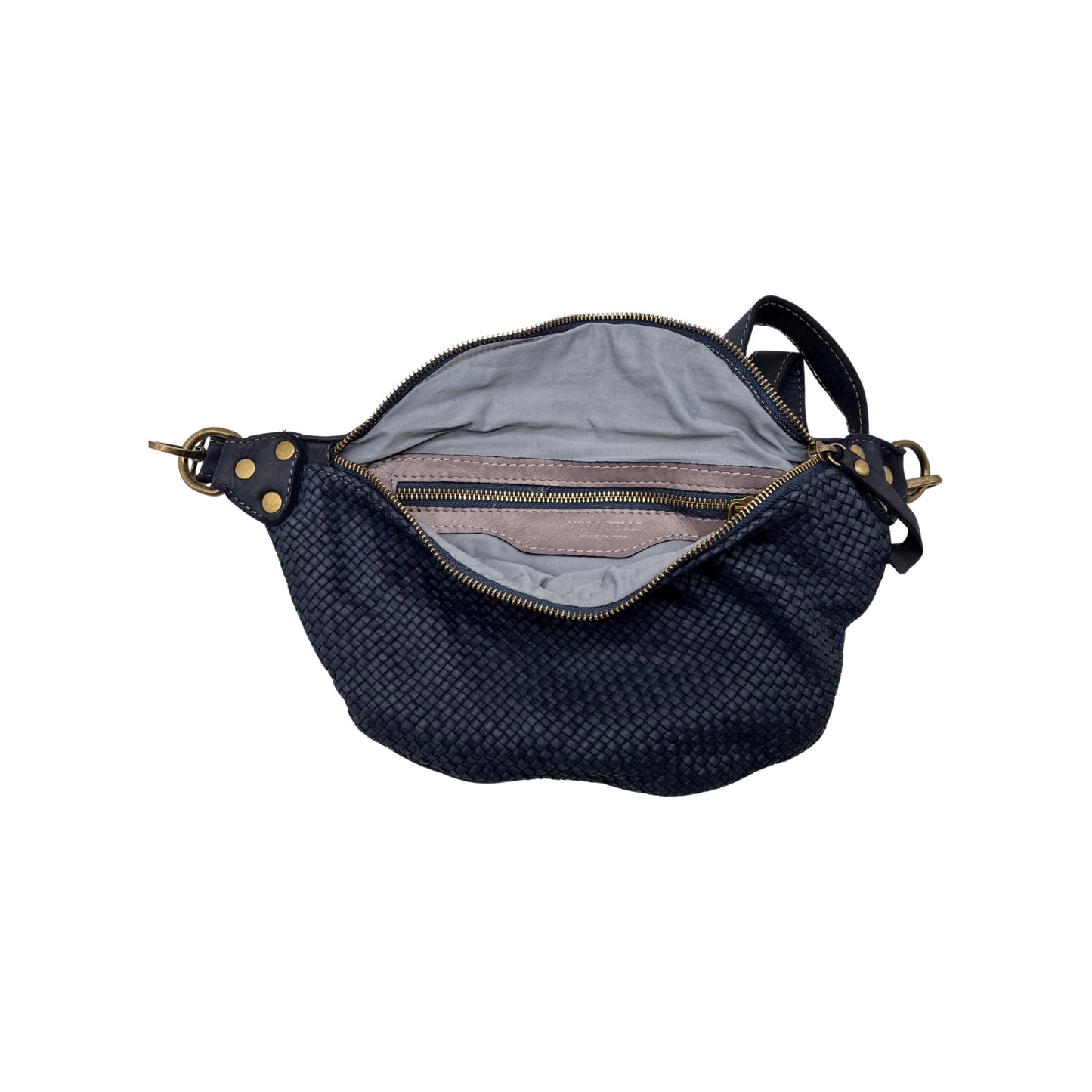 SAC BANANE CUIR WASHED TRESSE LUNA BLEU