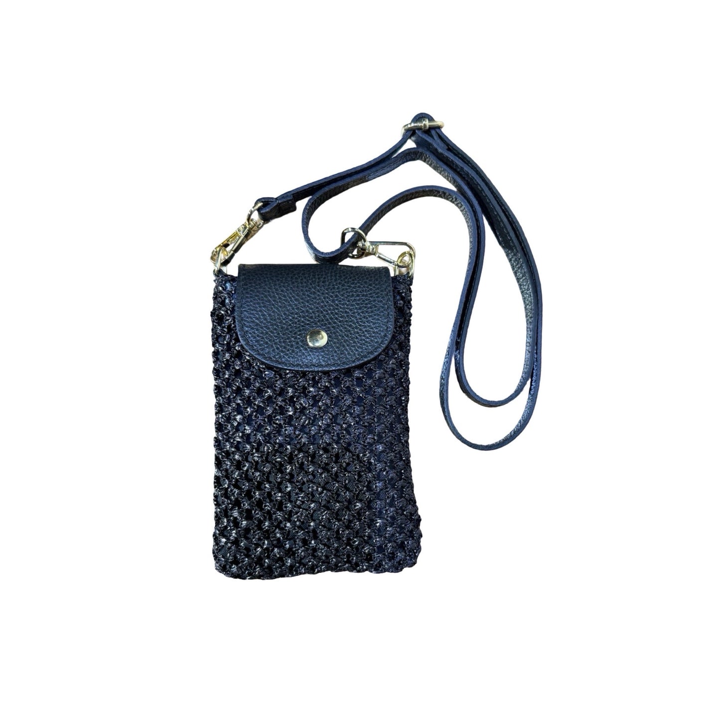SAC TELEPHONE RAPHIA LARGE GARNI CUIR