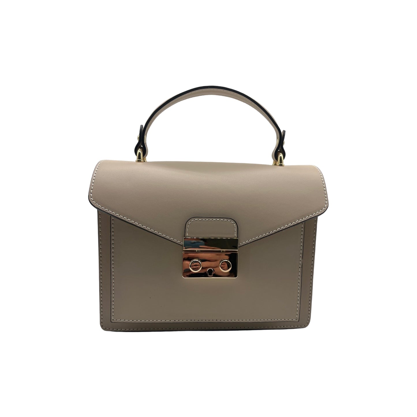 SAC PORTE MAIN CUIR VACHETTE LISSE DELIA BEIGE