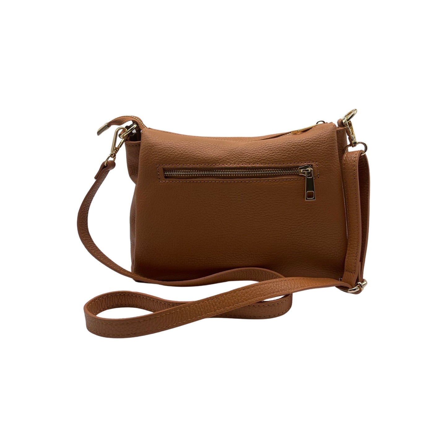 SOPHIE CAMEL-TASCHE AUS genarbtem Leder mit 3 Fächern