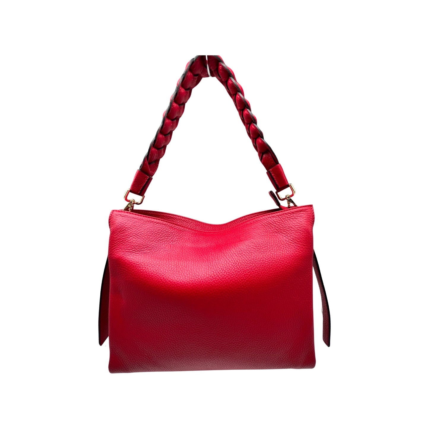 NATHALIE GRAINED LEATHER SHOULDER BAG RED