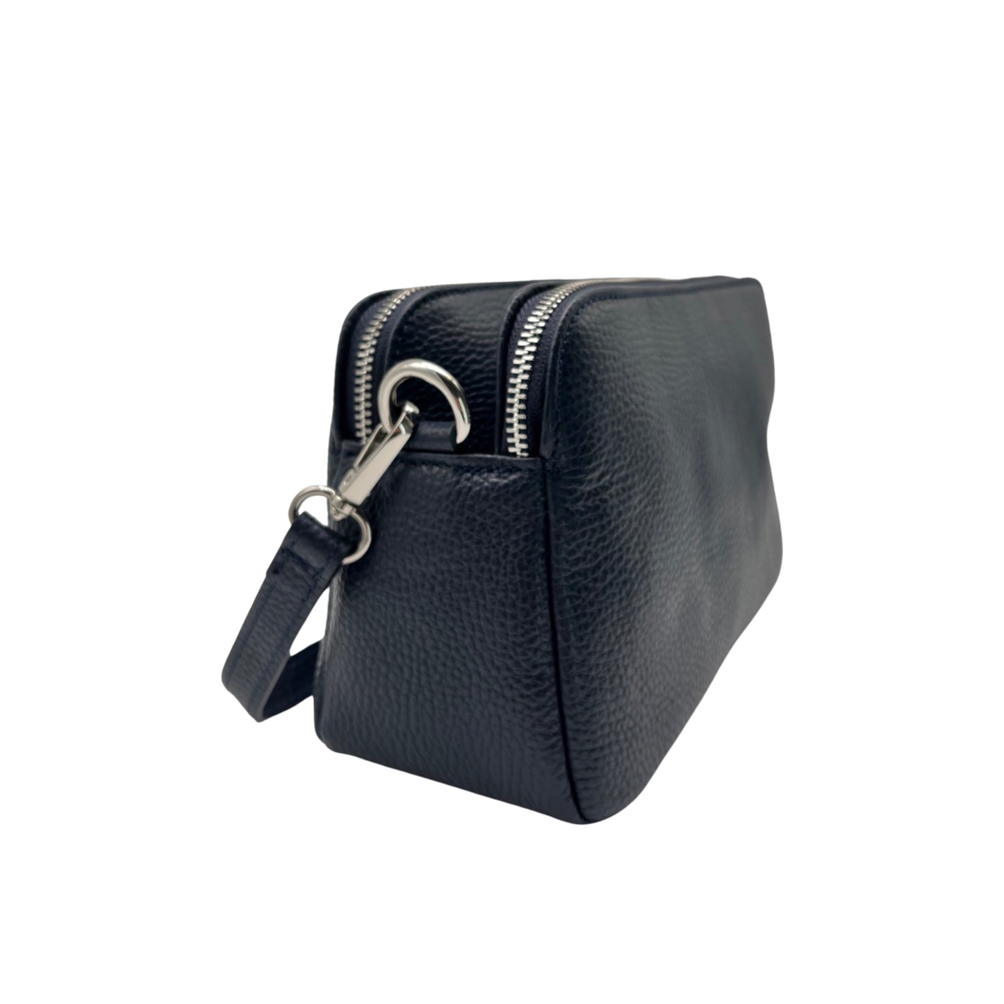ALESSIA BLAUE, genarbte Ledertasche mit 3 Fächern