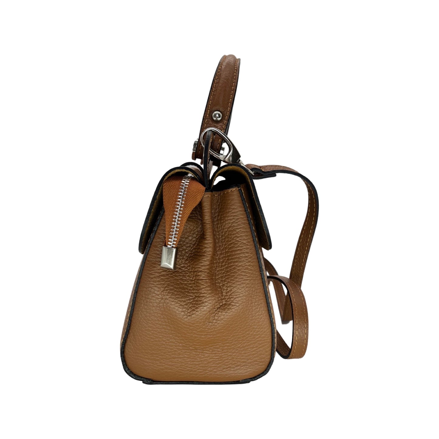 LAURAY GRAINED LEATHER HAND BAG CAMEL