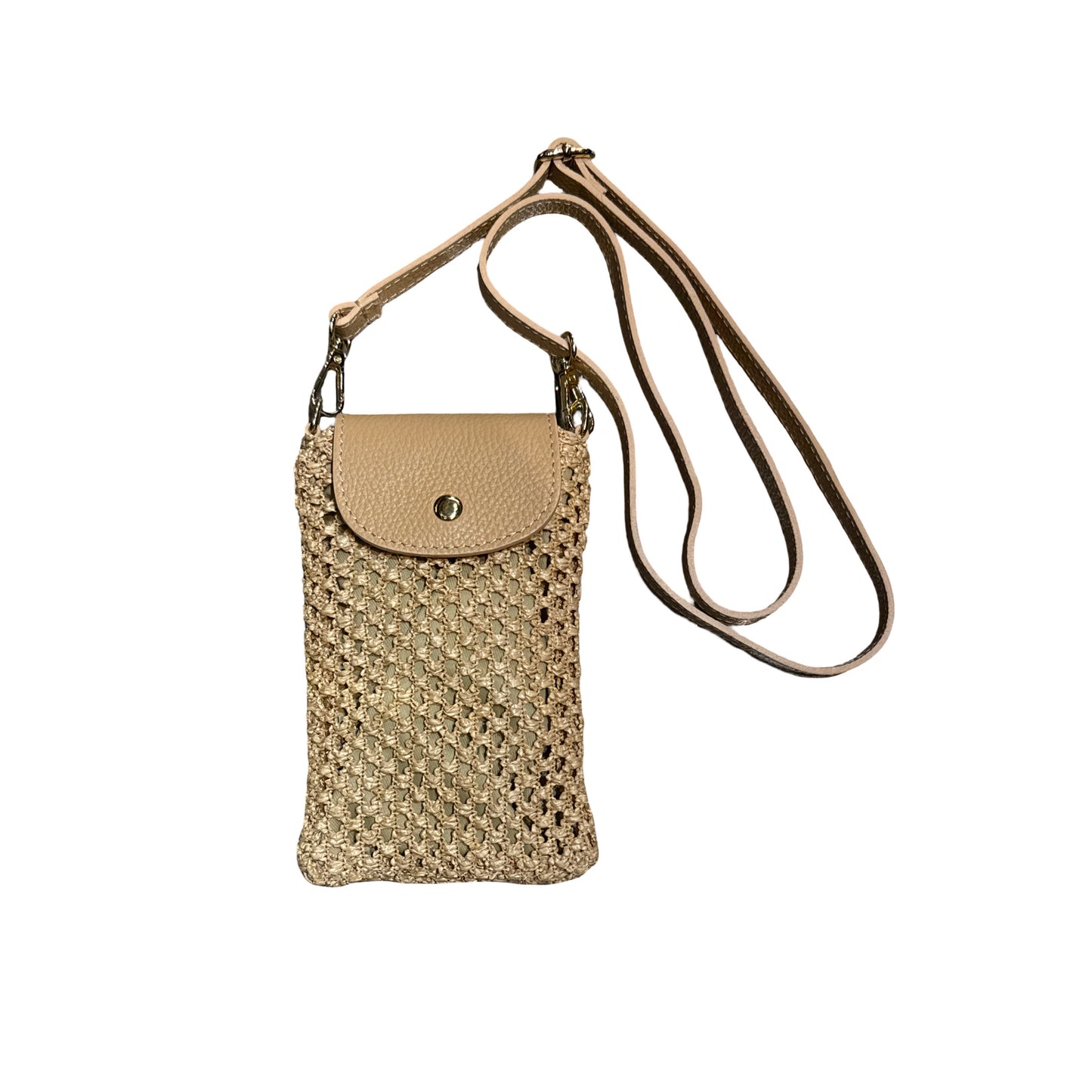 SAC TELEPHONE RAPHIA LARGE GARNI CUIR