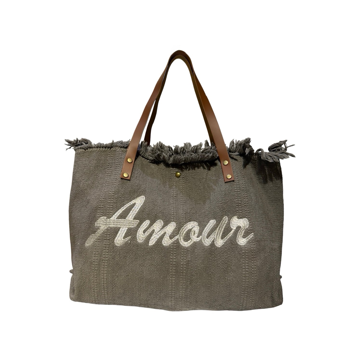 SAC COTTON GARNI CUIR AMOUR