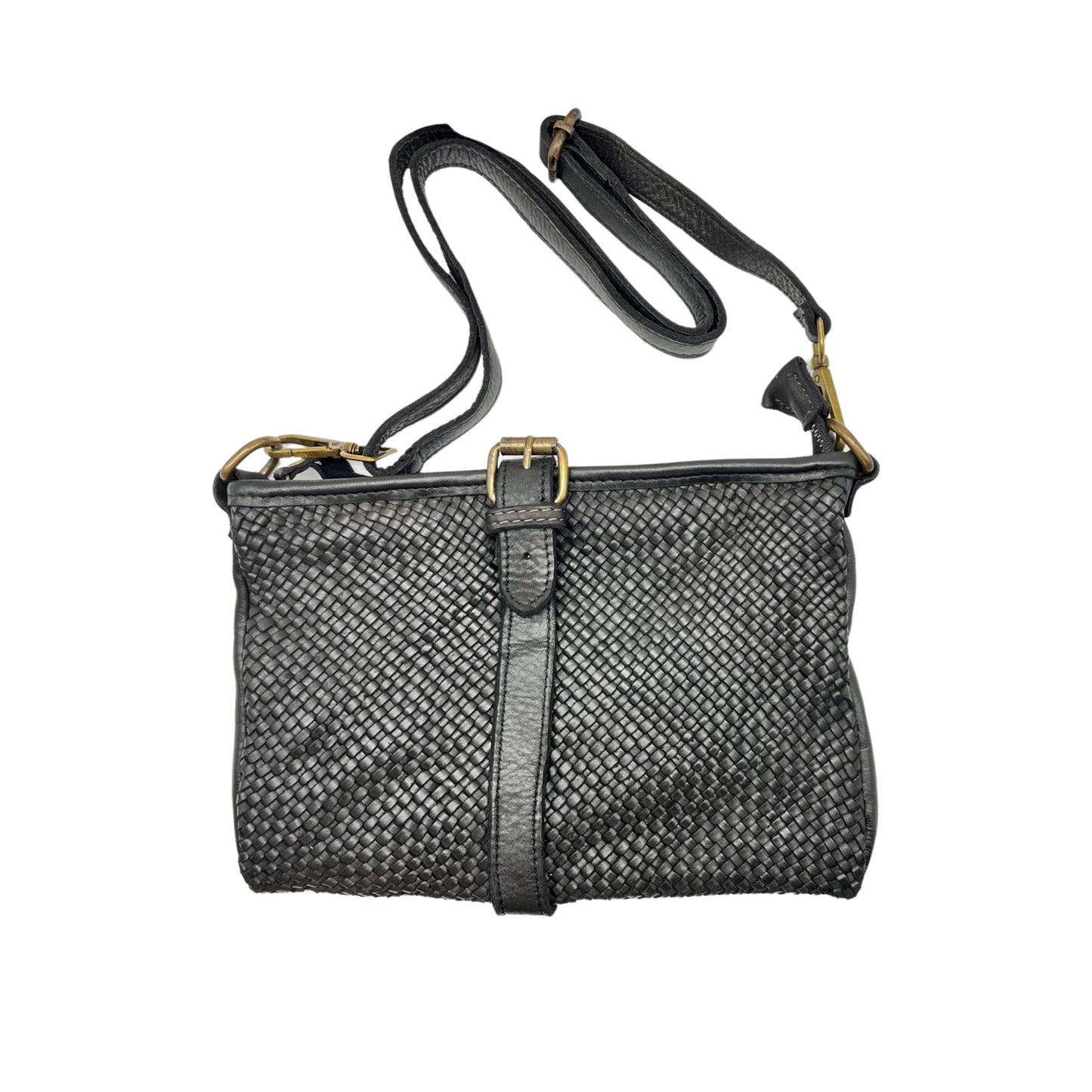 INES BLACK WASHED LEATHER POUCH BAG