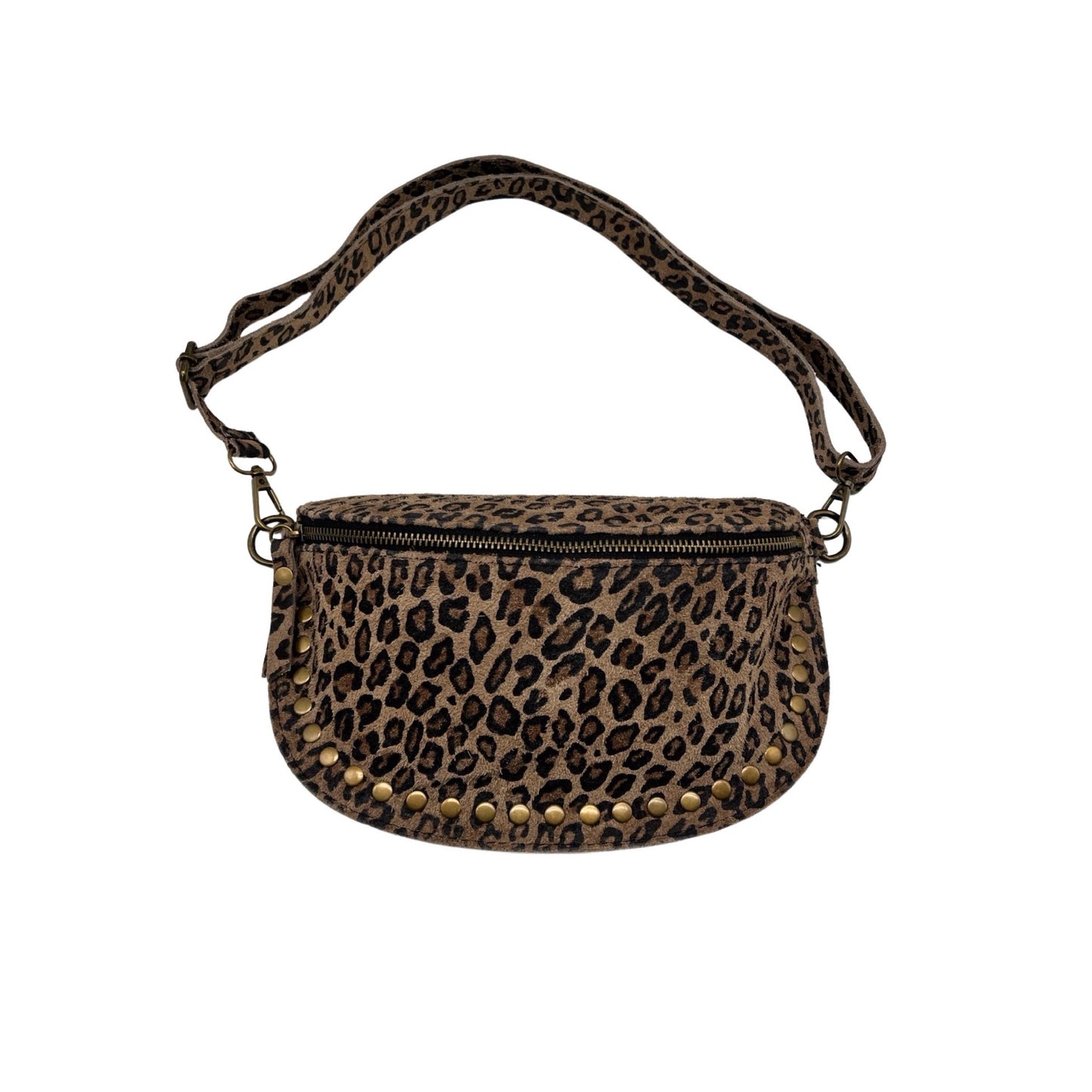 SAC BANANE CUIR LEOPARD SUEDE DION