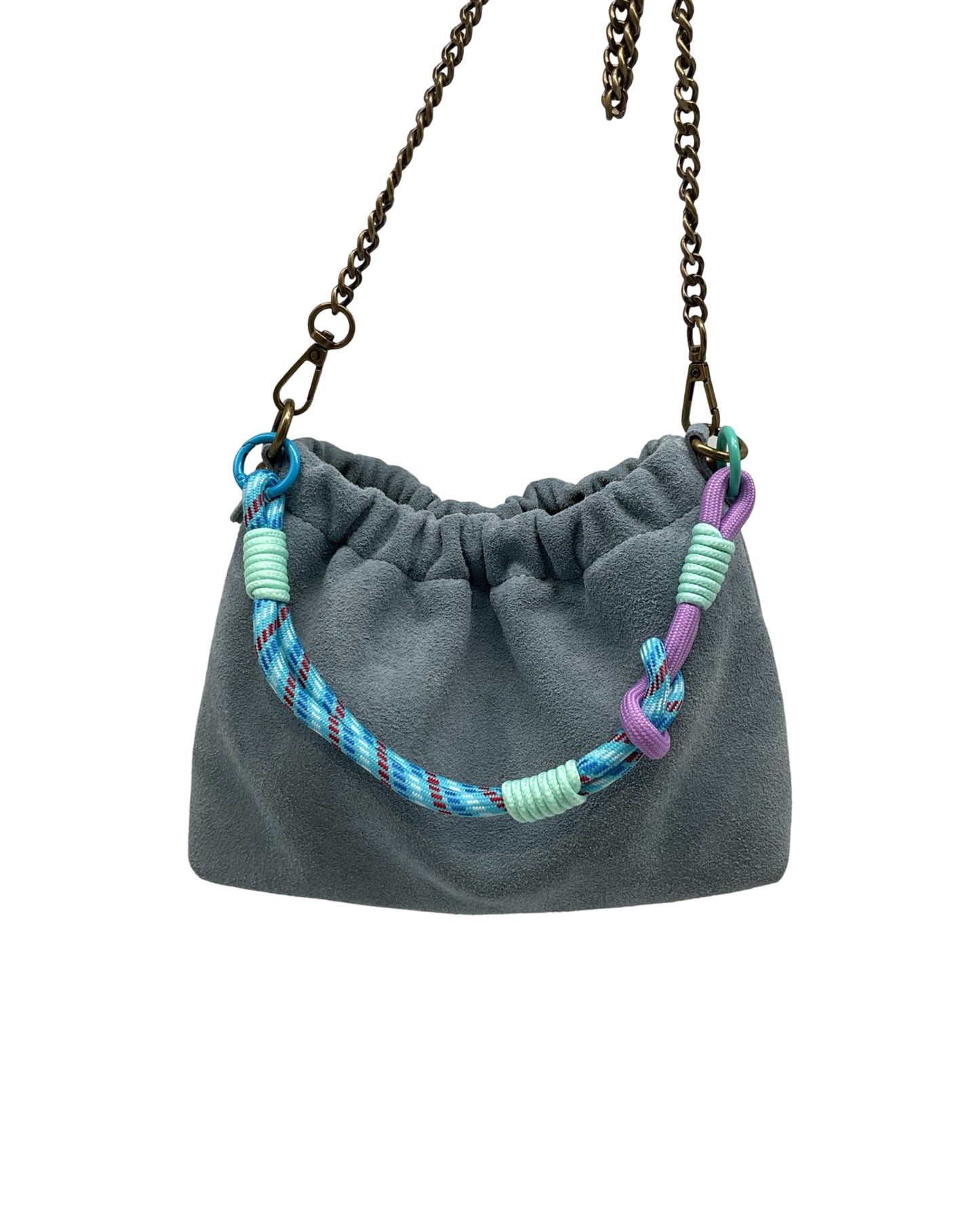 SAC DOUBLE BANDOULIERE CUIR SUEDE PLISSA