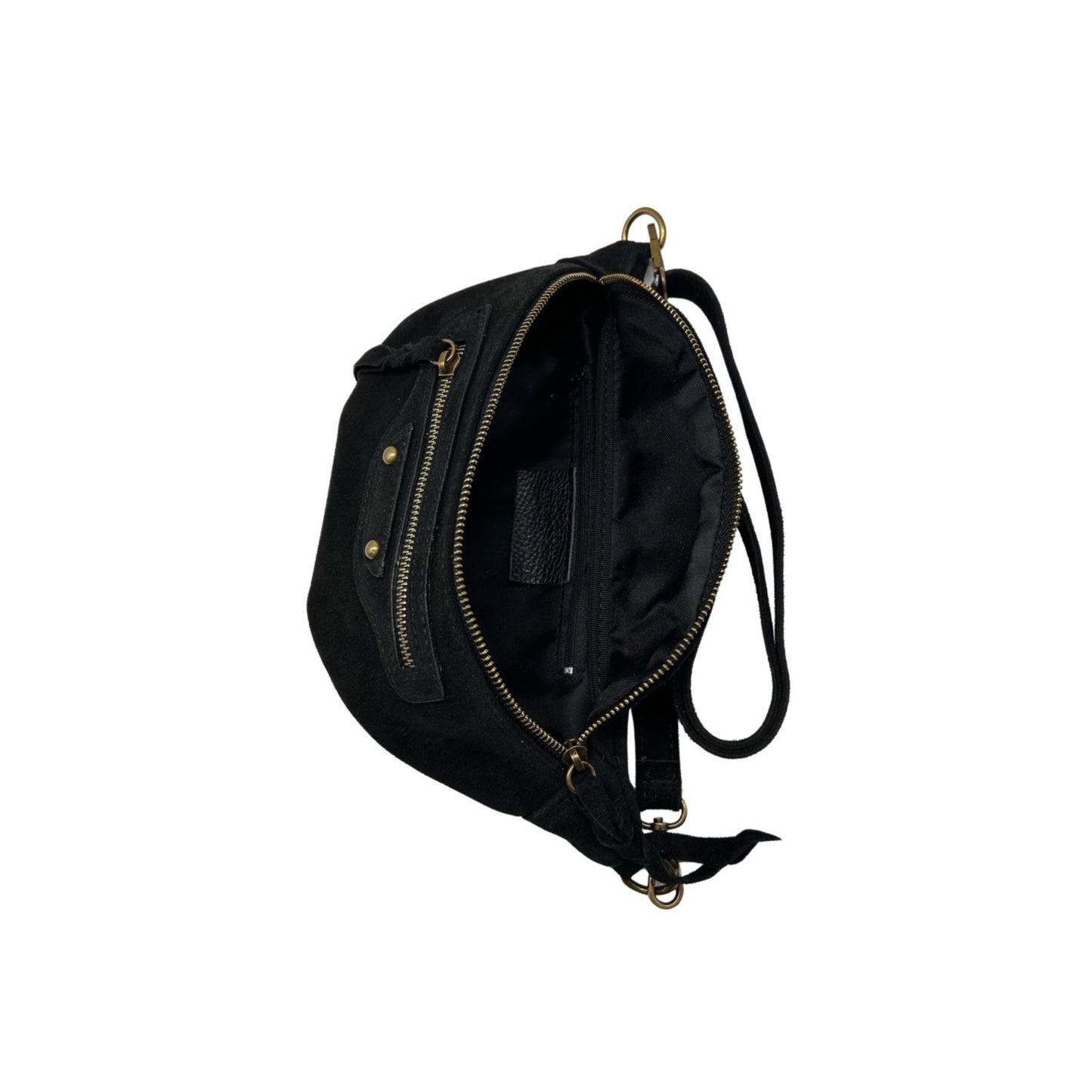 GÜRTELTASCHE AUS SCHWARZEM JADE-WILDLEDER