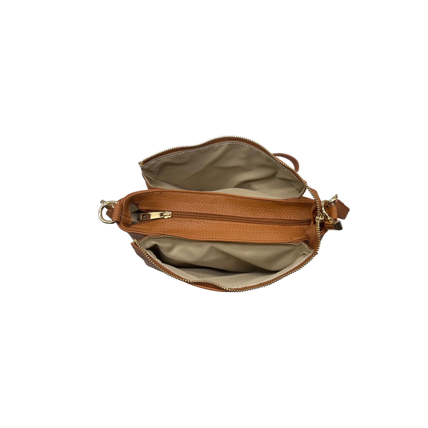 SOPHIE CAMEL-TASCHE AUS genarbtem Leder mit 3 Fächern