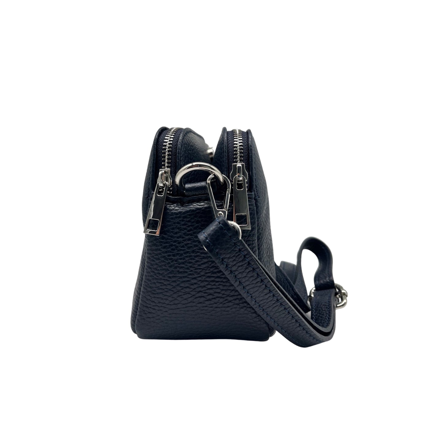 ALESSIA BLAUE, genarbte Ledertasche mit 3 Fächern