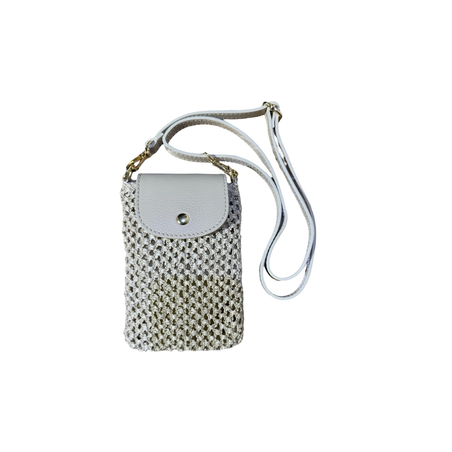 SAC TELEPHONE RAPHIA LARGE GARNI CUIR