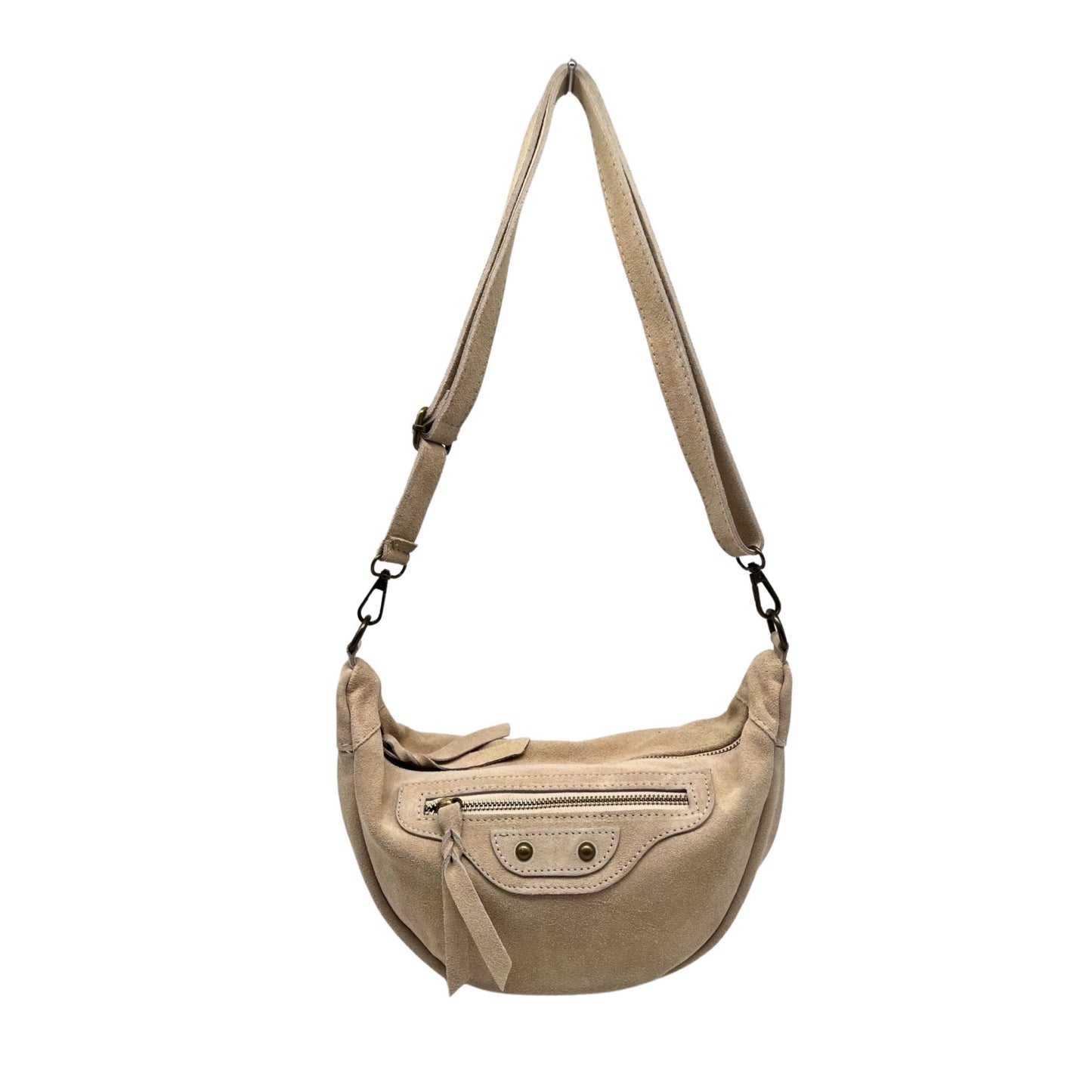 SAC FORME BANANE CUIR SUEDE ROXANA