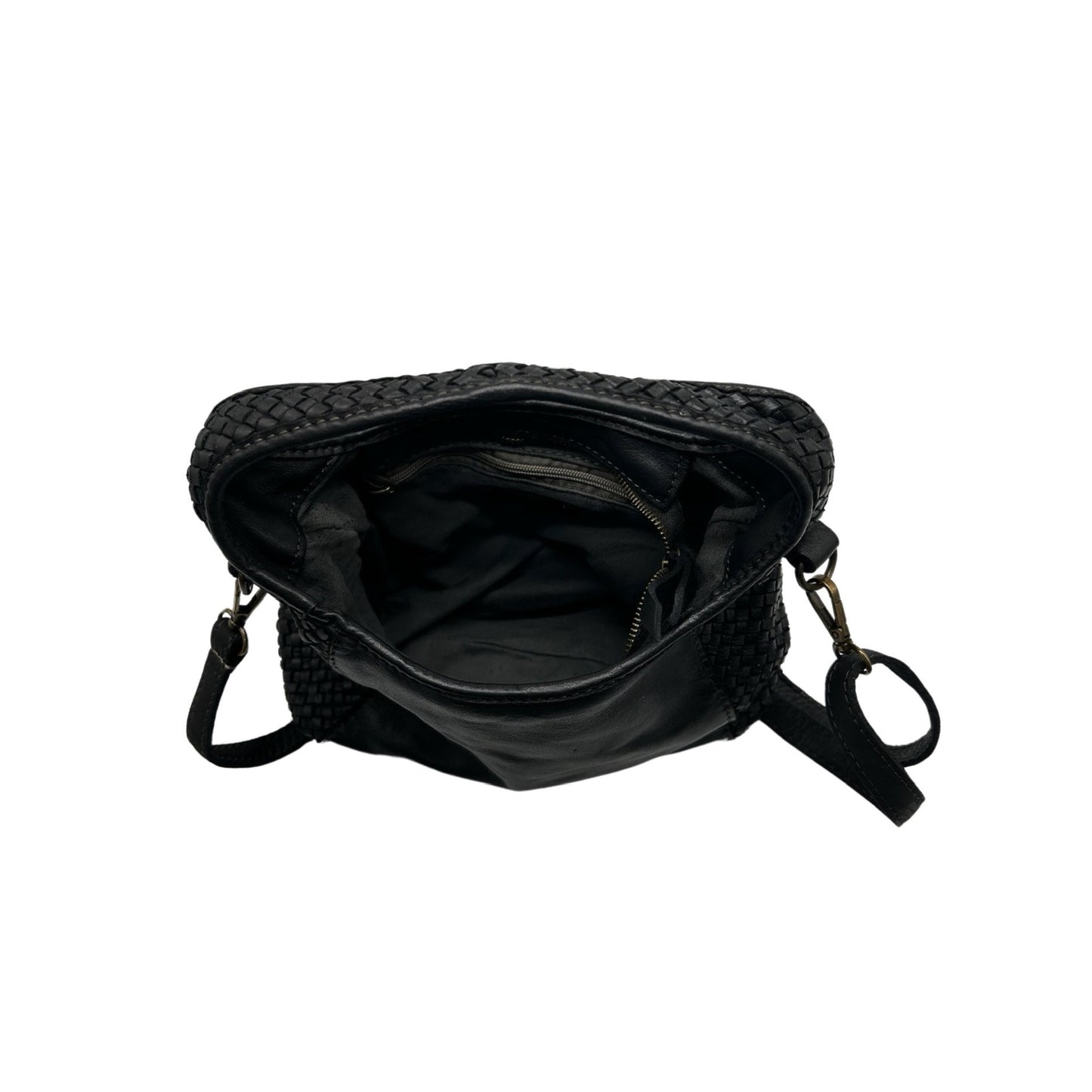 SAC A MAIN TRESSE COTE CUIR WASHED BLANCA