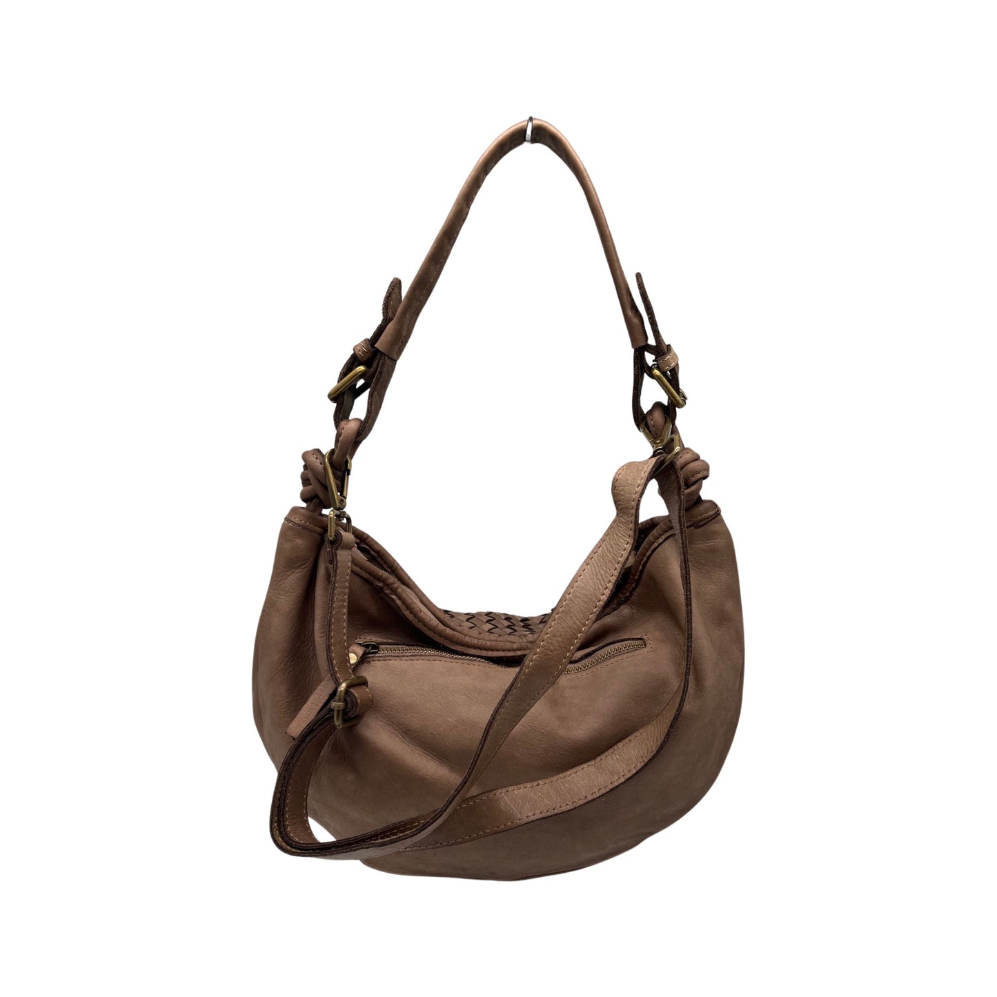 ALTEA TAUPE WASHED LEATHER SHOULDER BAG