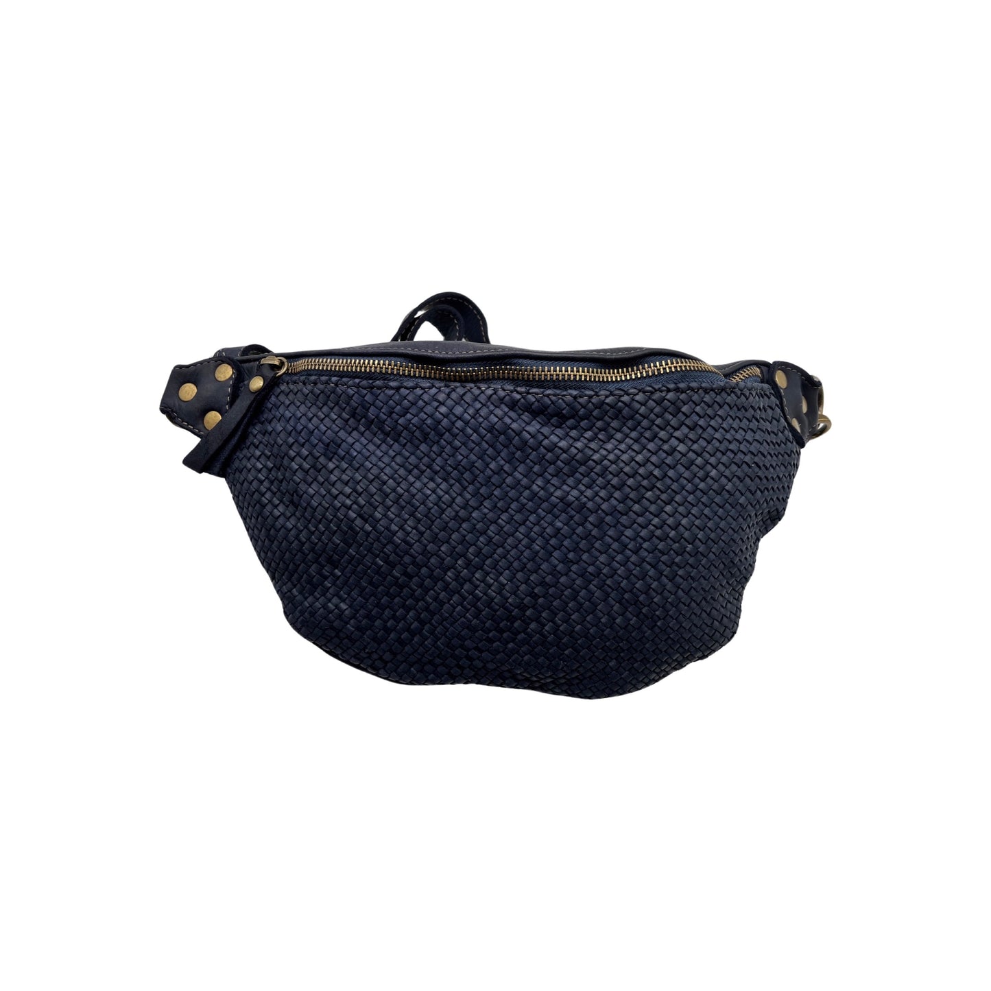 SAC BANANE CUIR WASHED TRESSE LUNA BLEU