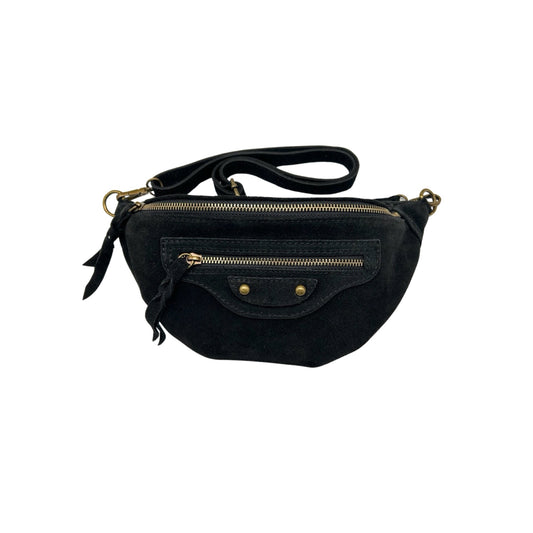 GÜRTELTASCHE AUS SCHWARZEM JADE-WILDLEDER