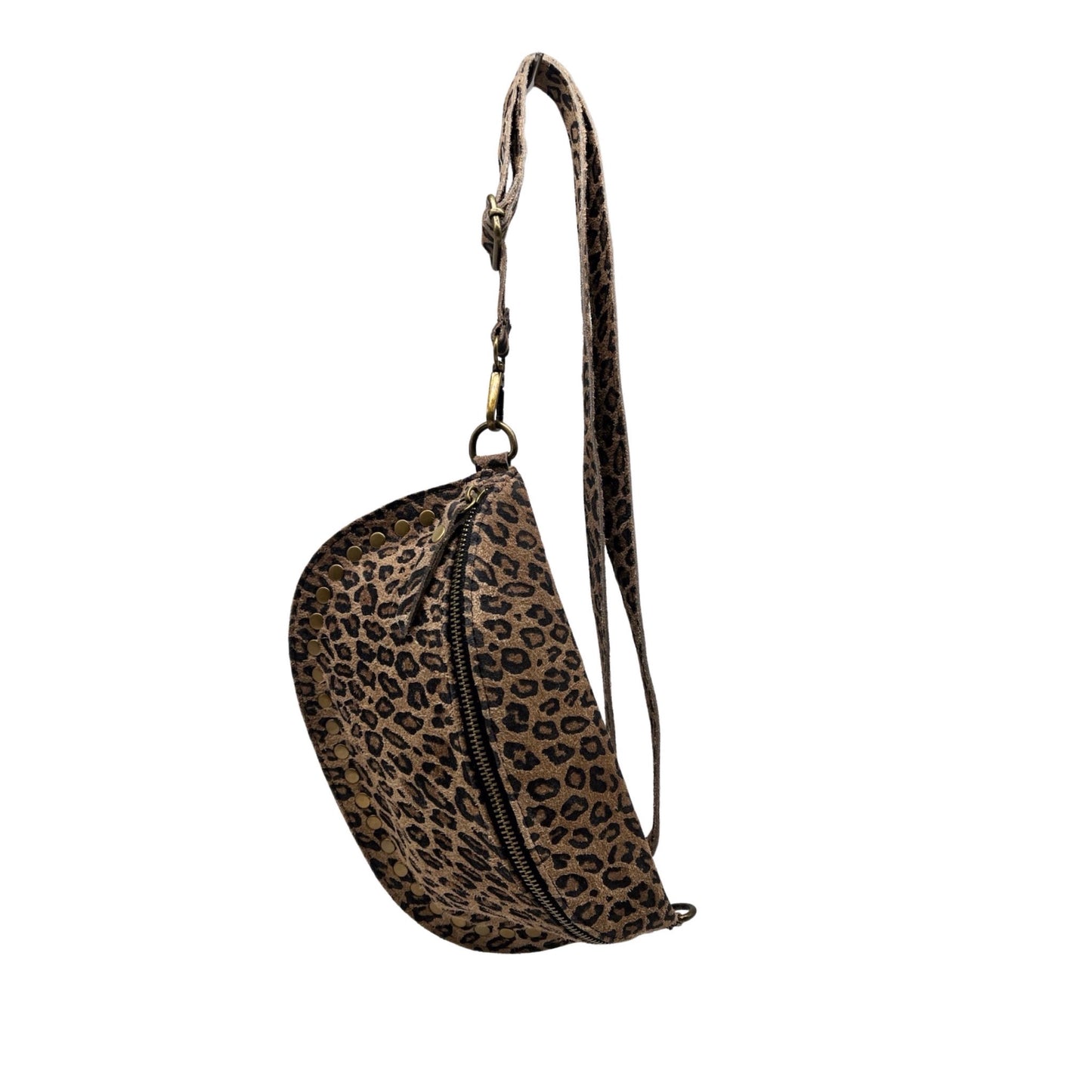 SAC BANANE CUIR LEOPARD SUEDE DION