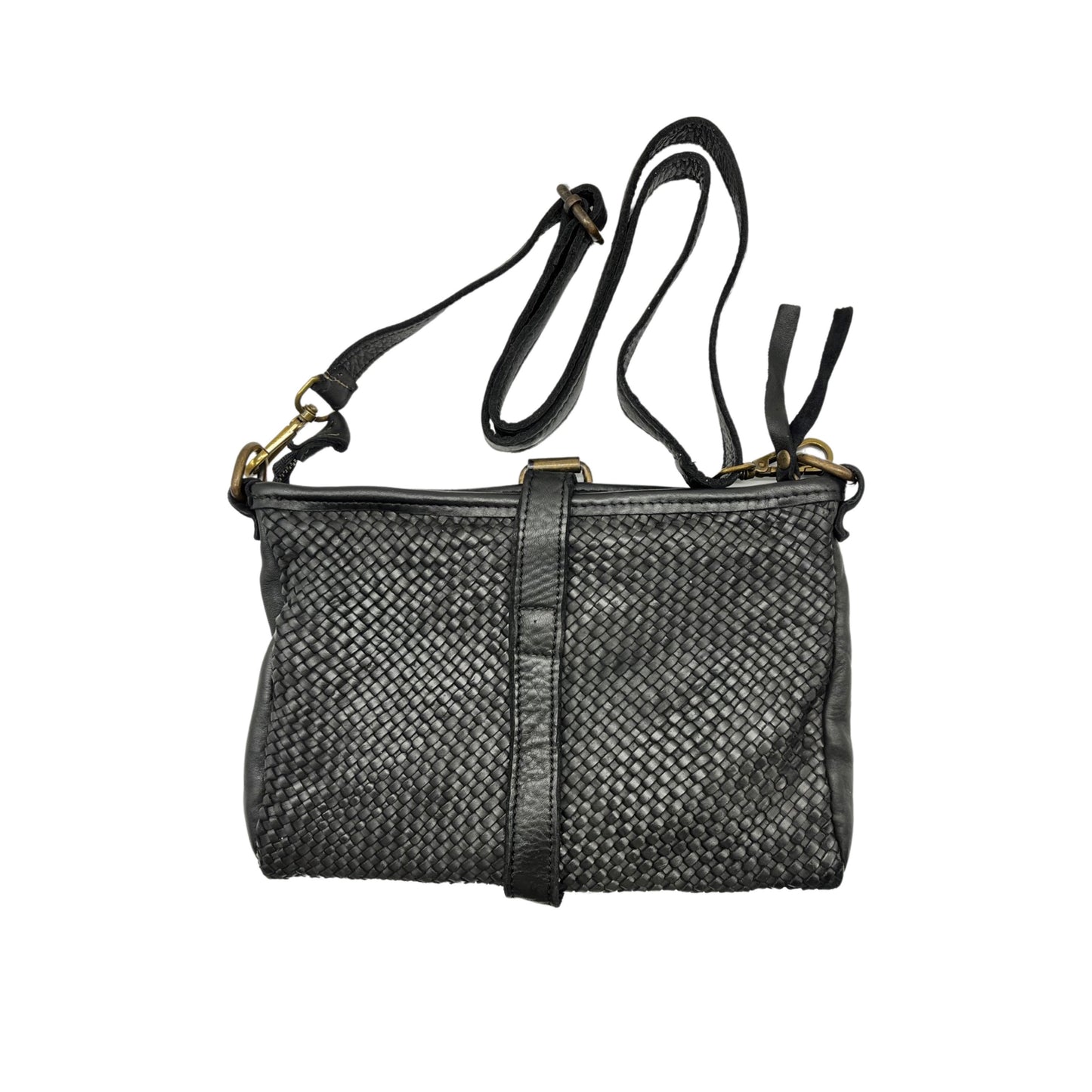 INES BLACK WASHED LEATHER POUCH BAG
