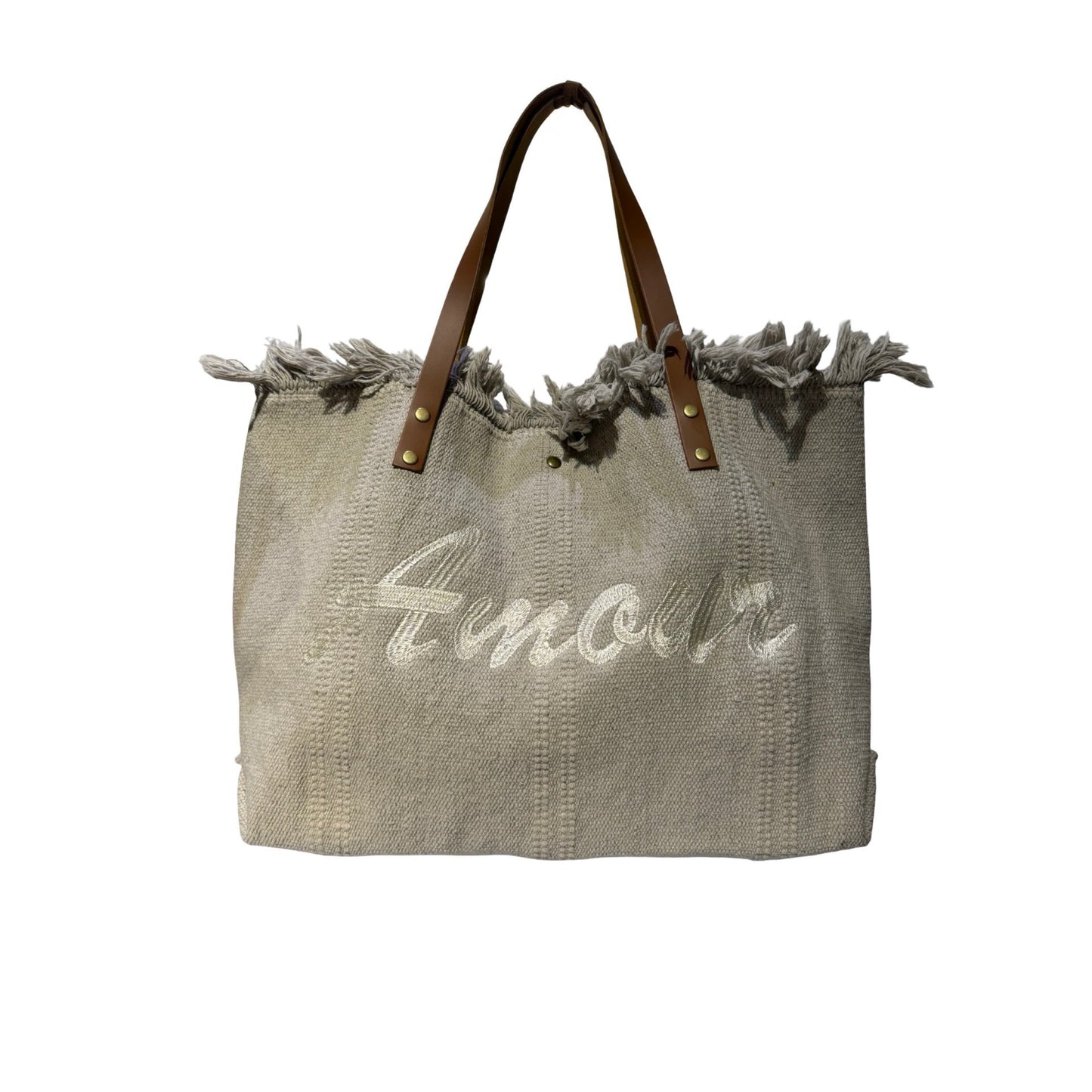 SAC COTTON GARNI CUIR AMOUR