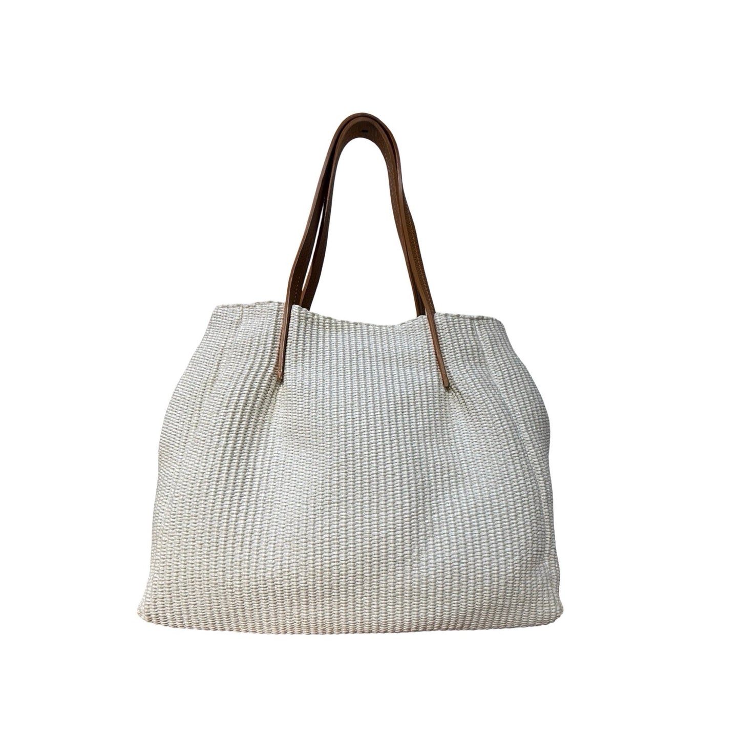 SAC A MAIN RAPHIA GARNI CUIR LARGE