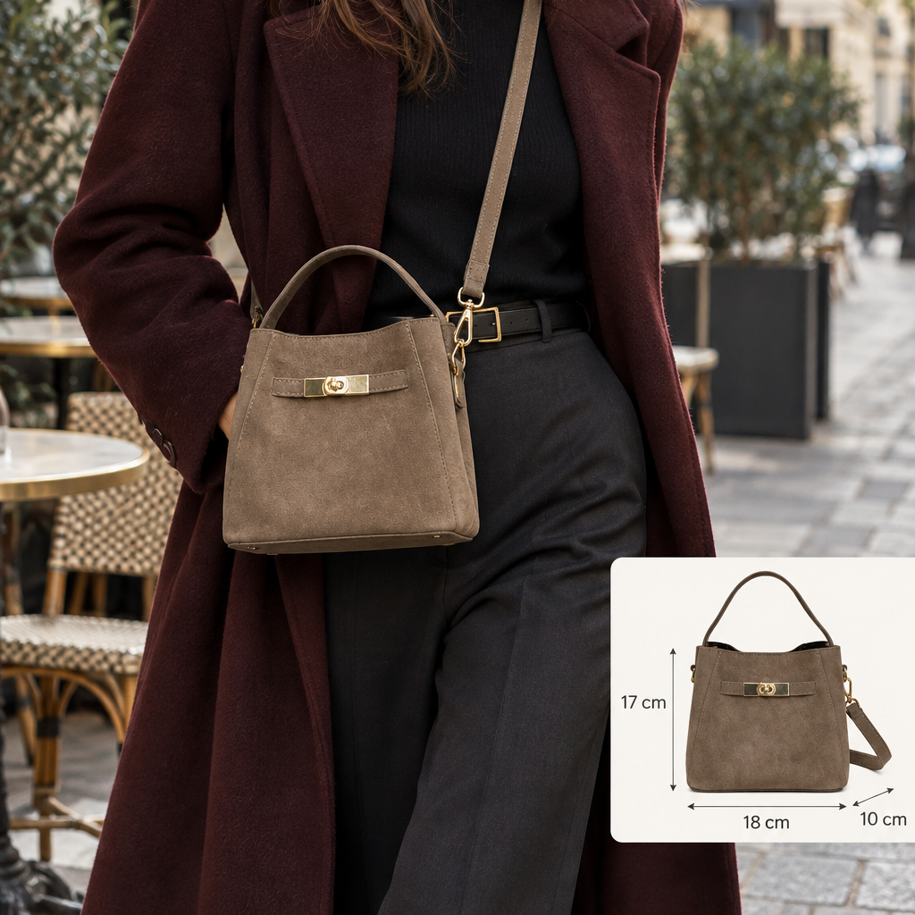 Sac Seau en Cuir Suède Mélodie