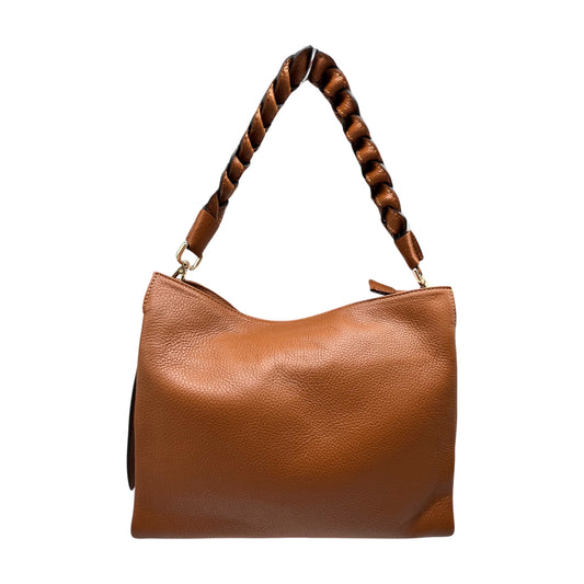 NATHALIE CAMEL GRAINED LEATHER SHOULDER BAG