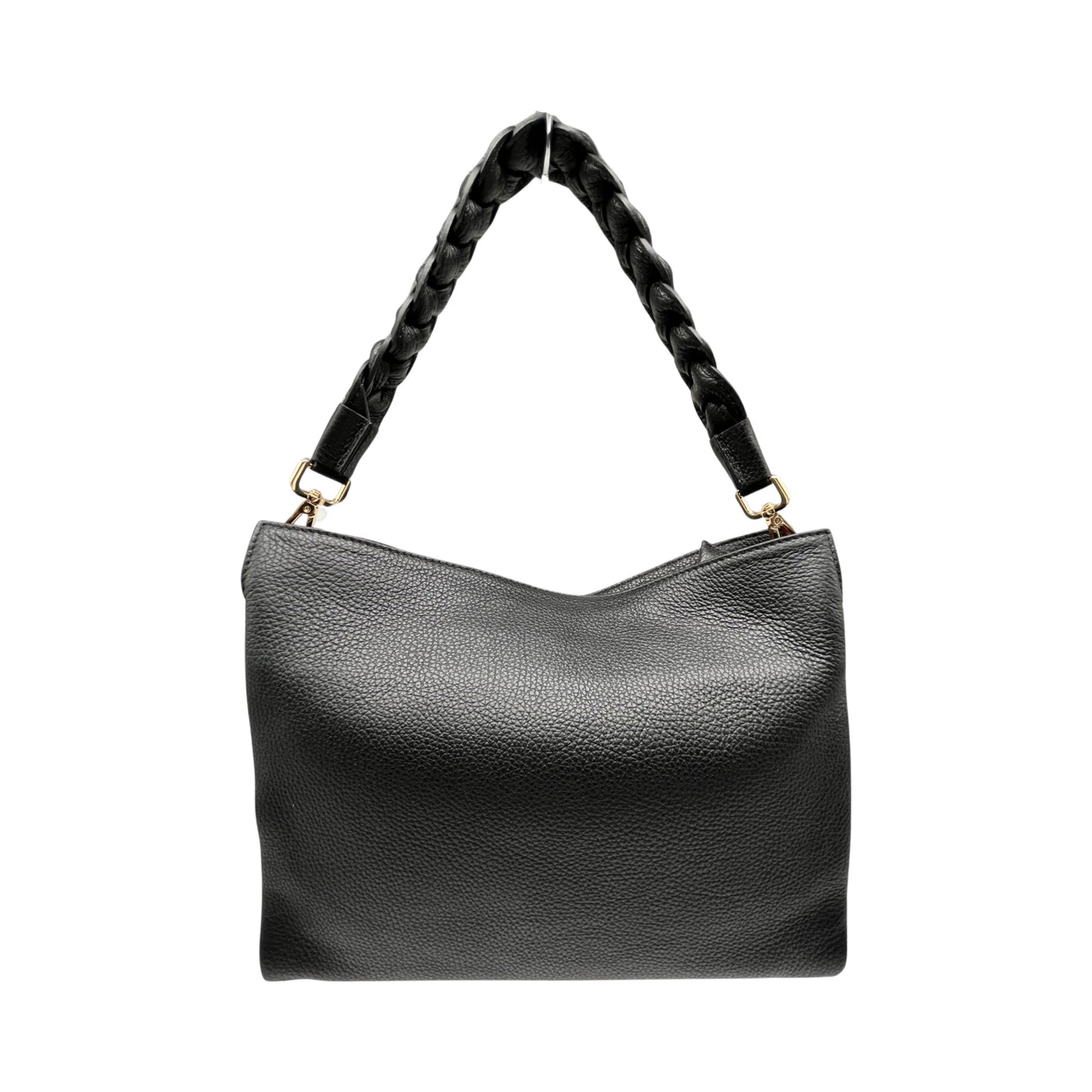NATHALIE GRAINED LEATHER SHOULDER BAG BLACK