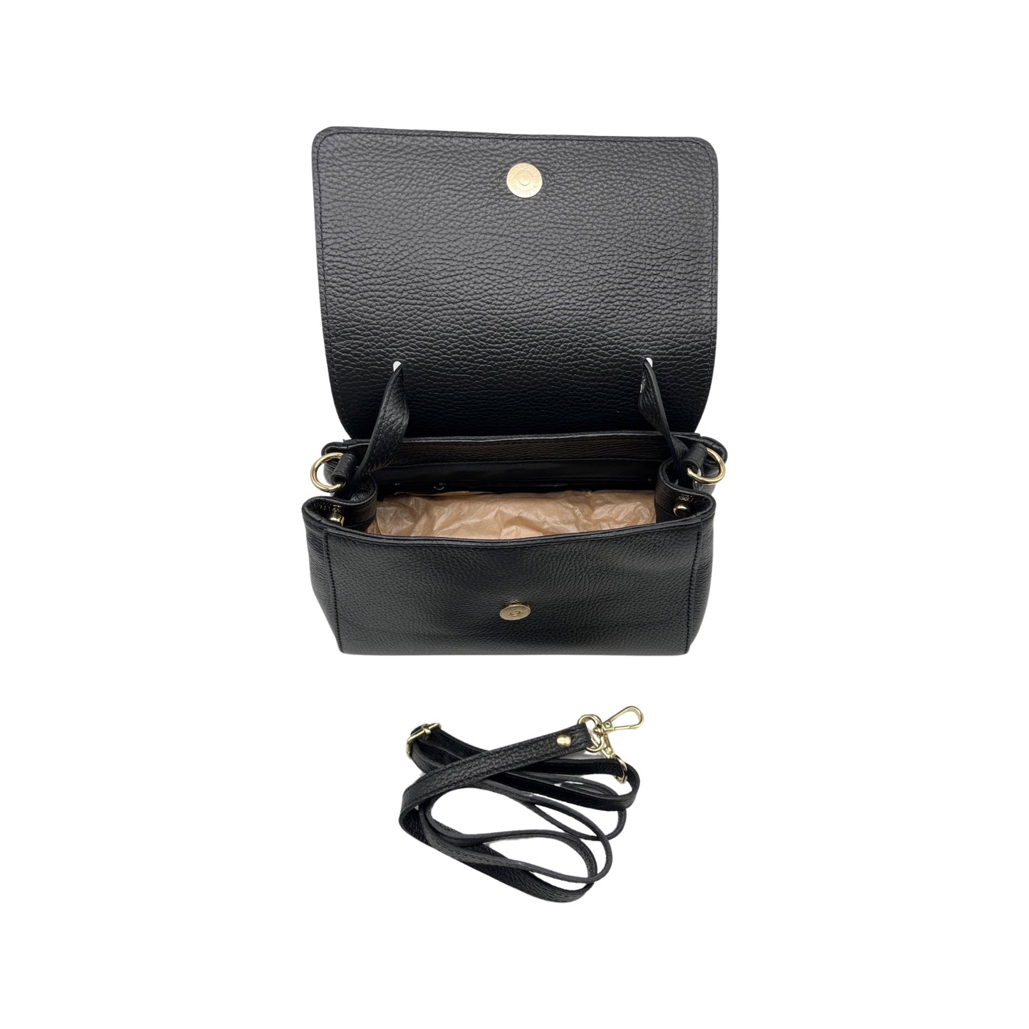 BLACK IRENE GRAIN LEATHER HAND BAG