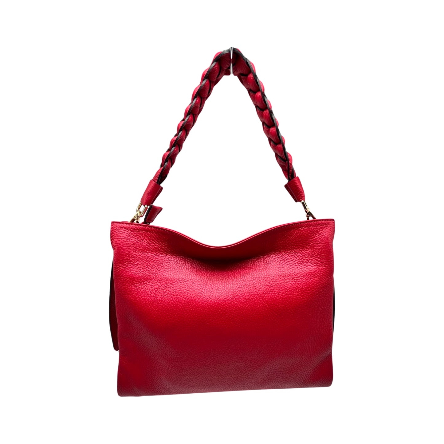 NATHALIE GRAINED LEATHER SHOULDER BAG RED
