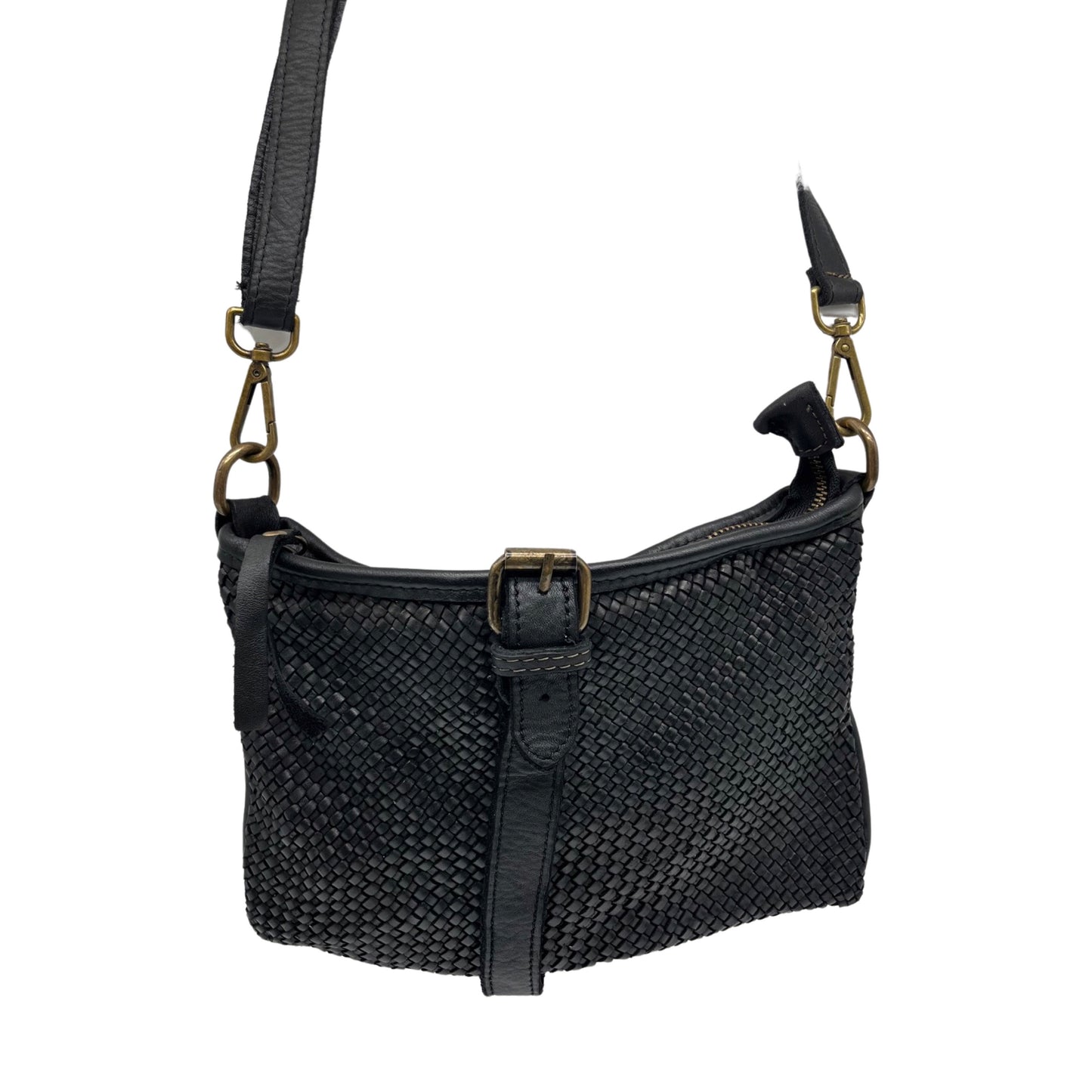 INES BLACK WASHED LEATHER POUCH BAG