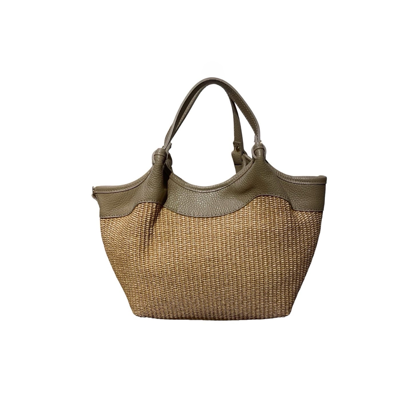 SAC A MAIN RAPHIA GARNI CUIR OLGA MEDIUM